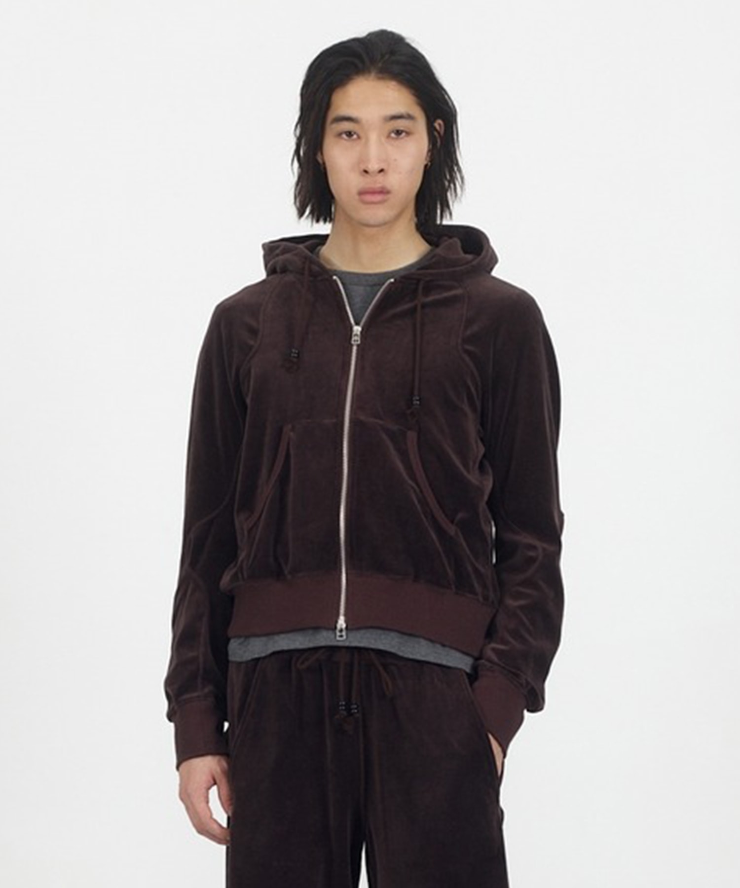 VELOUR ZIP UP HOODIE