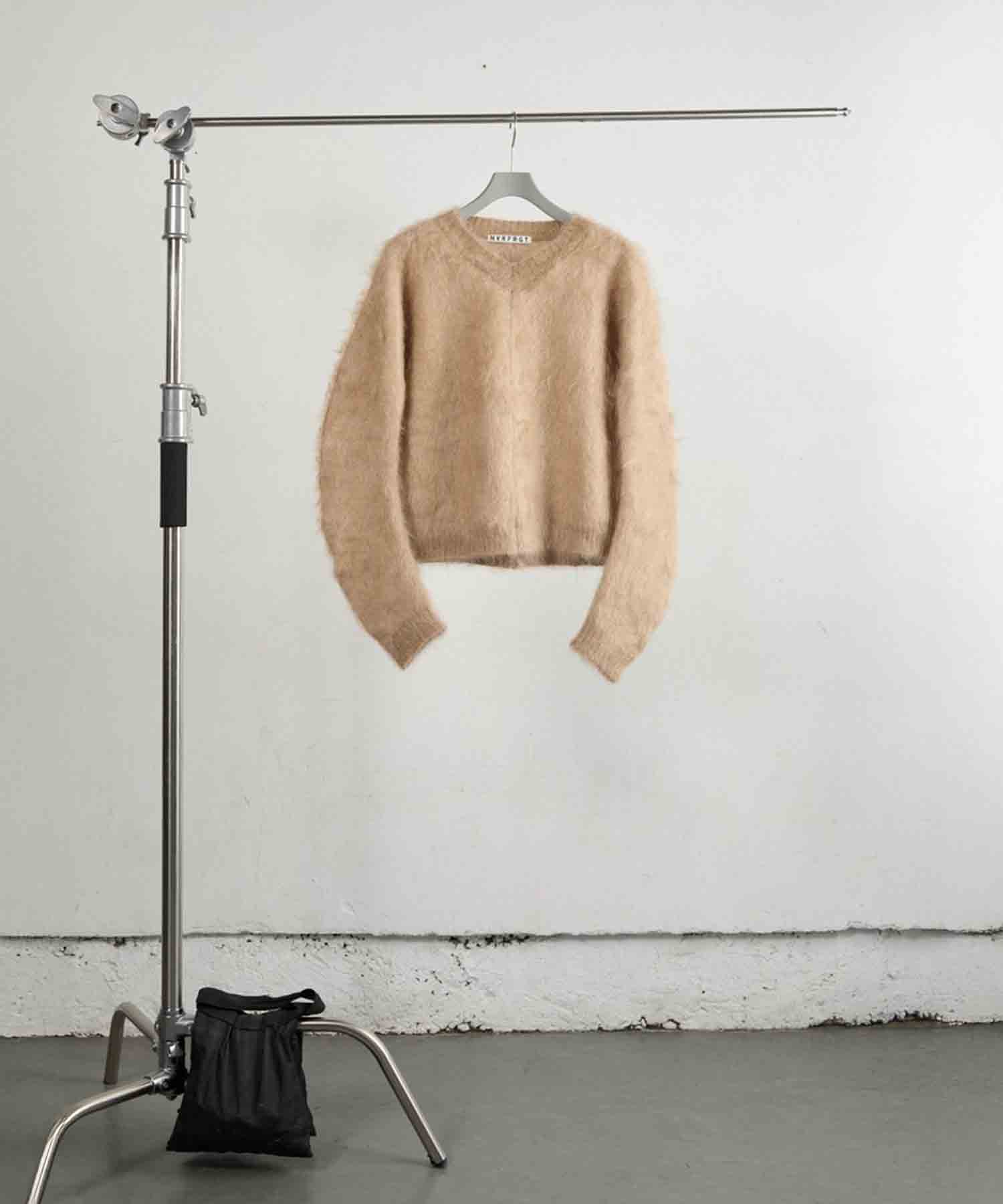 BRUSHED MOHAIR V-NECK SWEATER