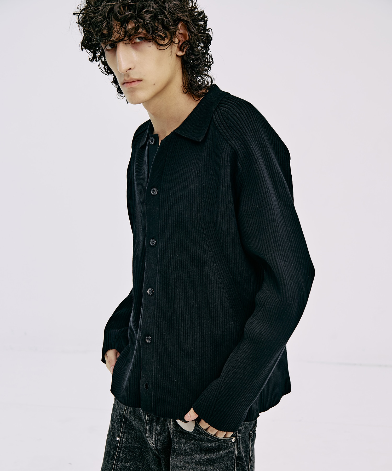 RIBBED SHIRT CARDIGAN