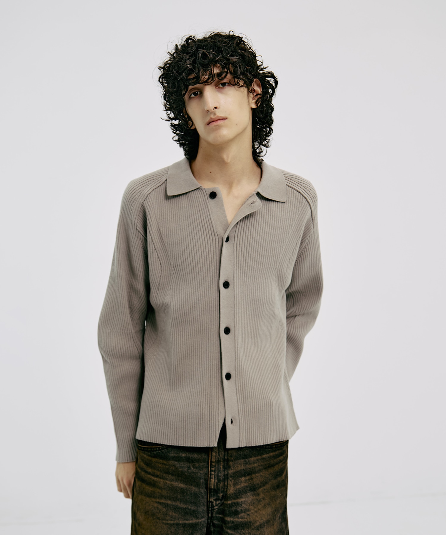 RIBBED SHIRT CARDIGAN