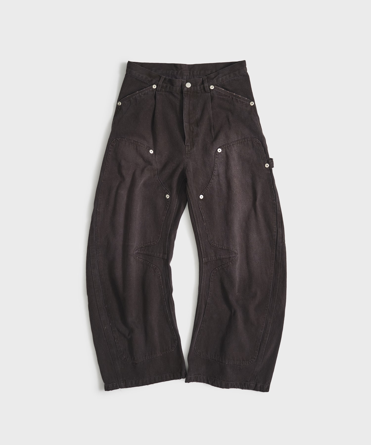 DUCK DOUBLE KNEE CURVED LEG PANTS