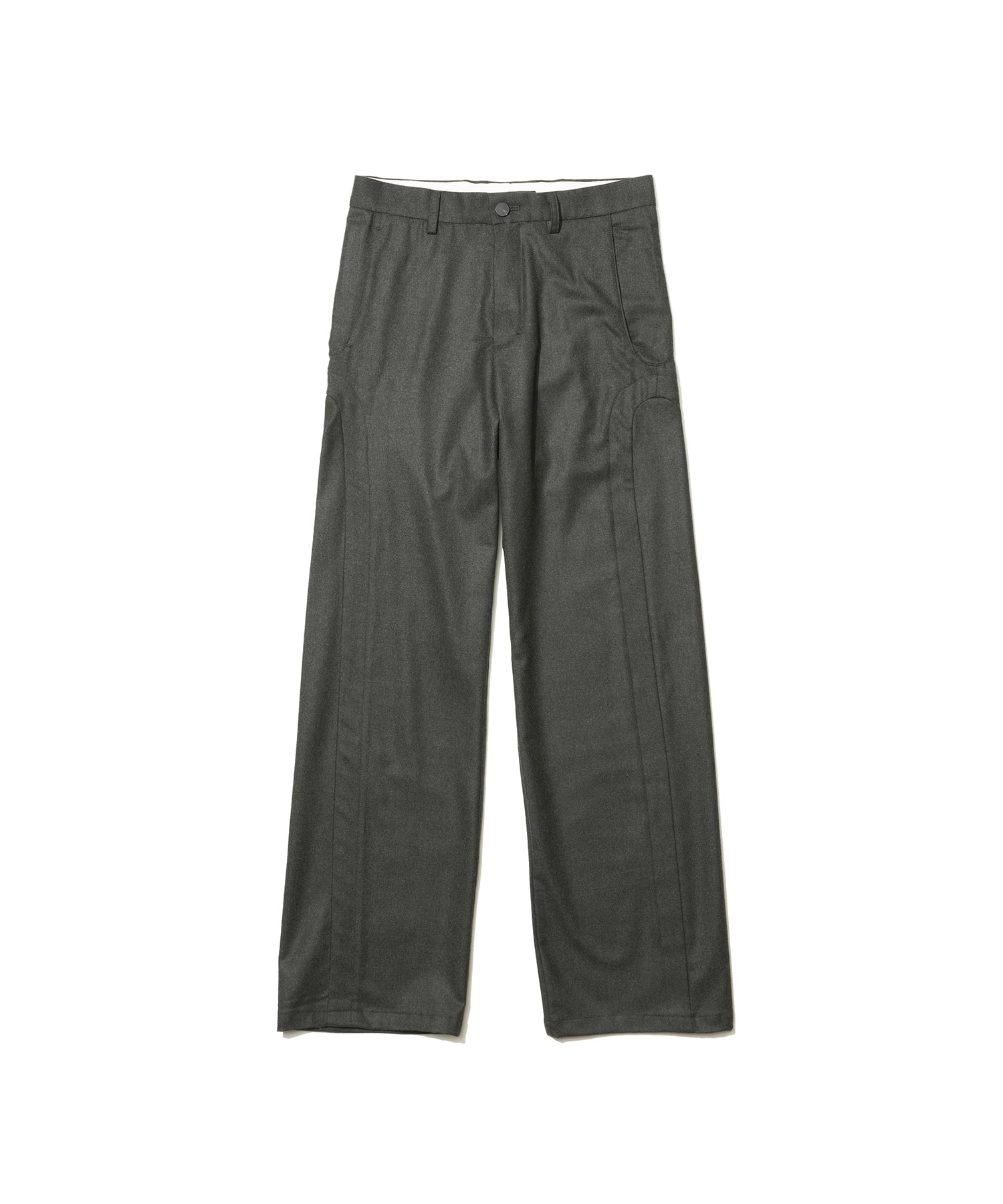 BRAID CUTTING TUCK PANTS