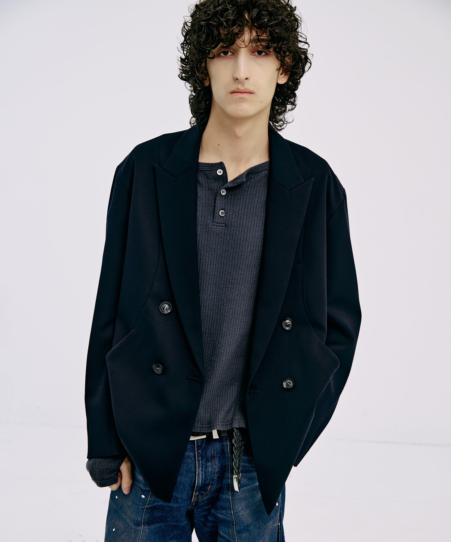 OVER SIZE DOUBLE JKT GABA