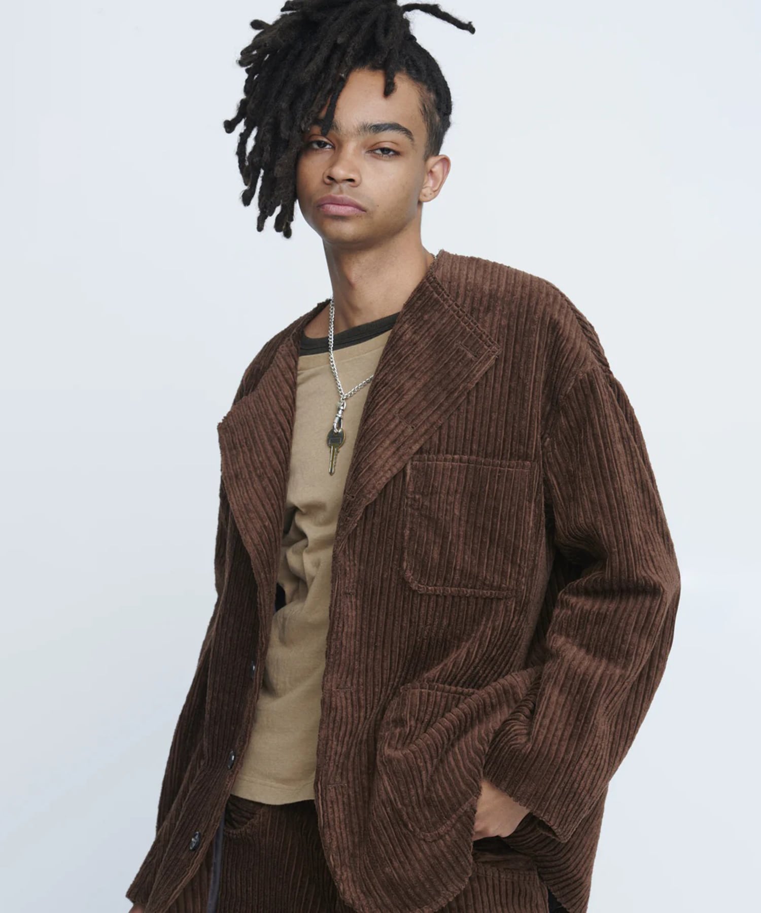 Corduroy Collarless Jacket