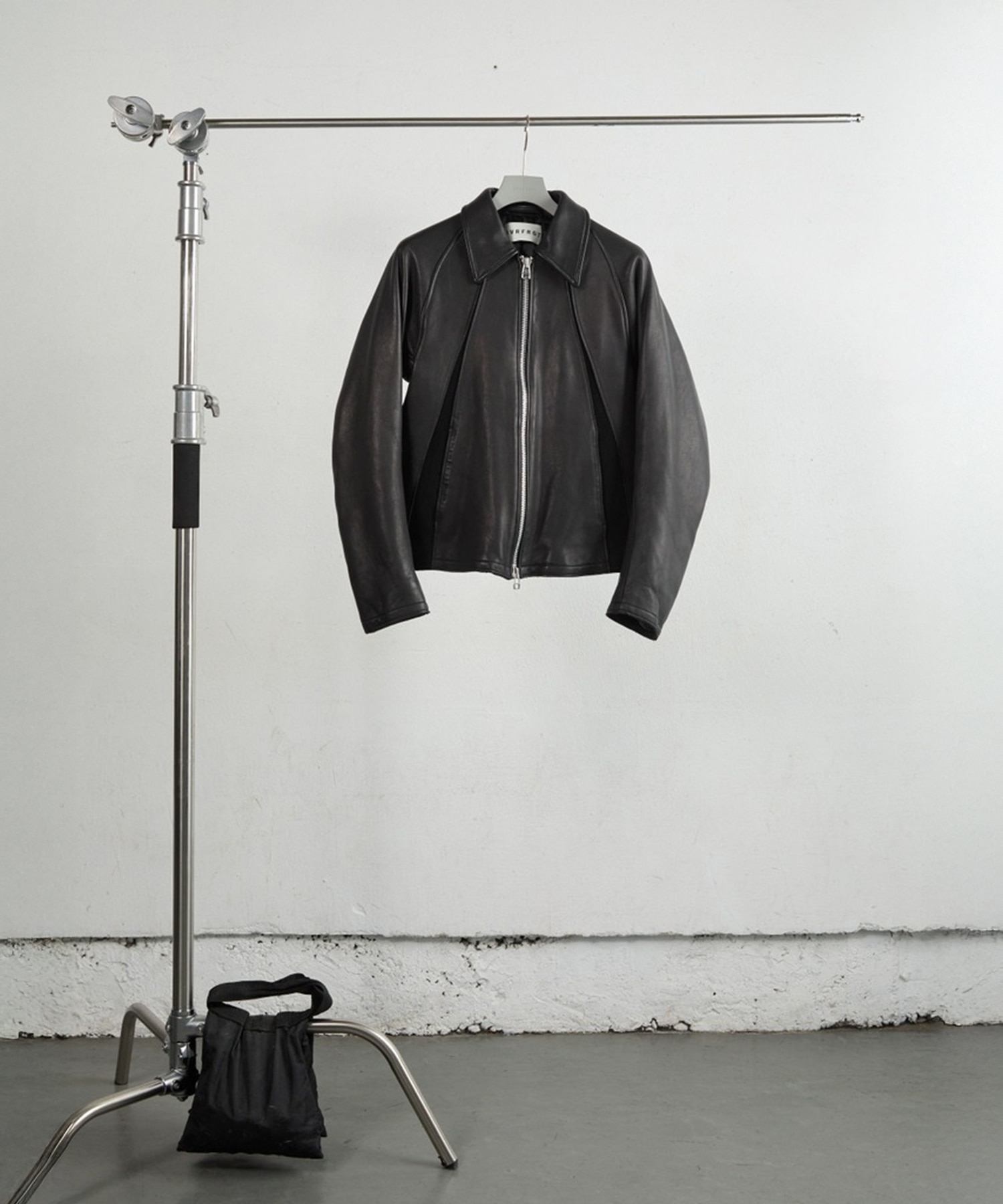LEATHER PANELED ZIP UP JACKET
