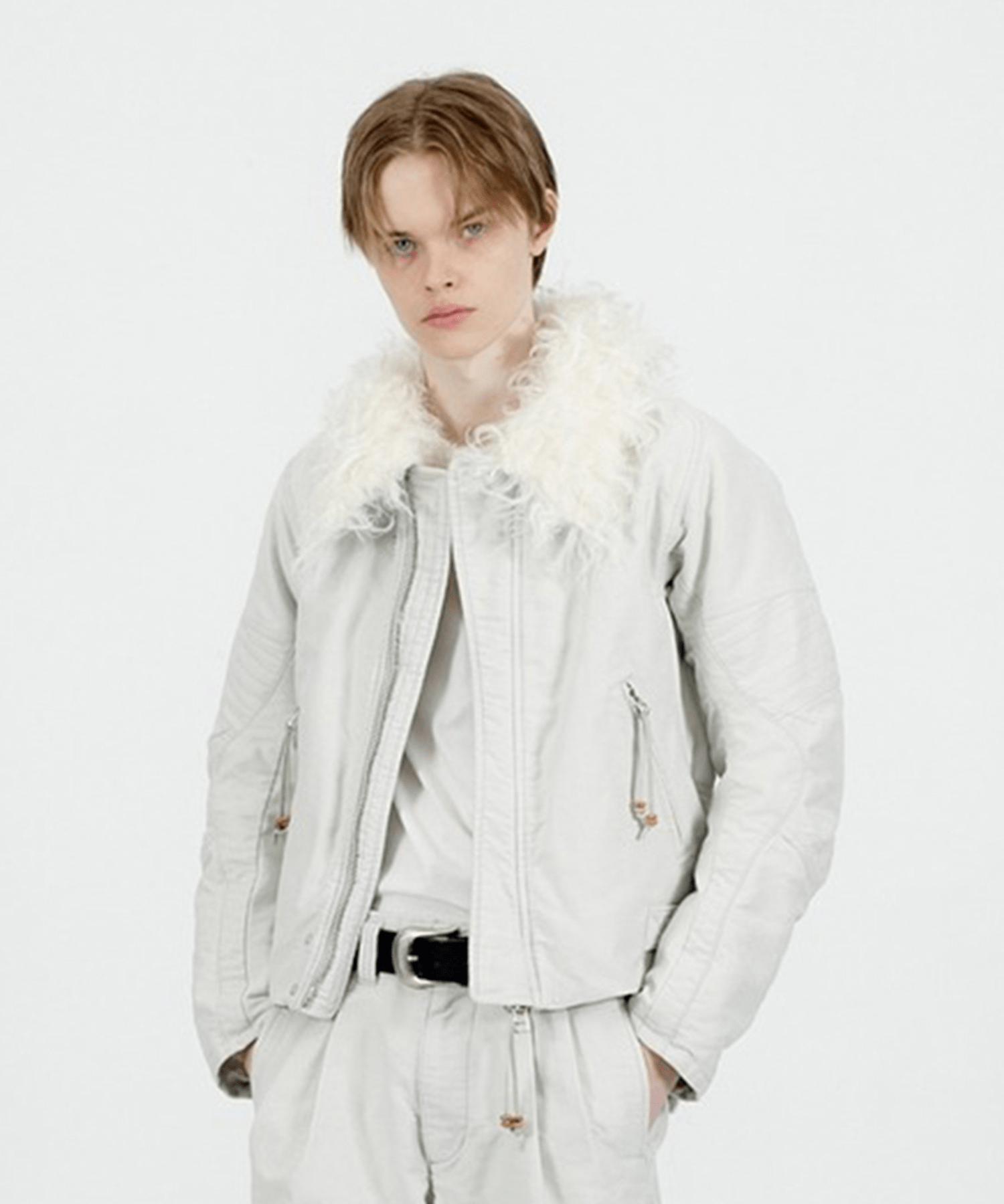 PADDED SHEARING COLLAR BIKER JACKET