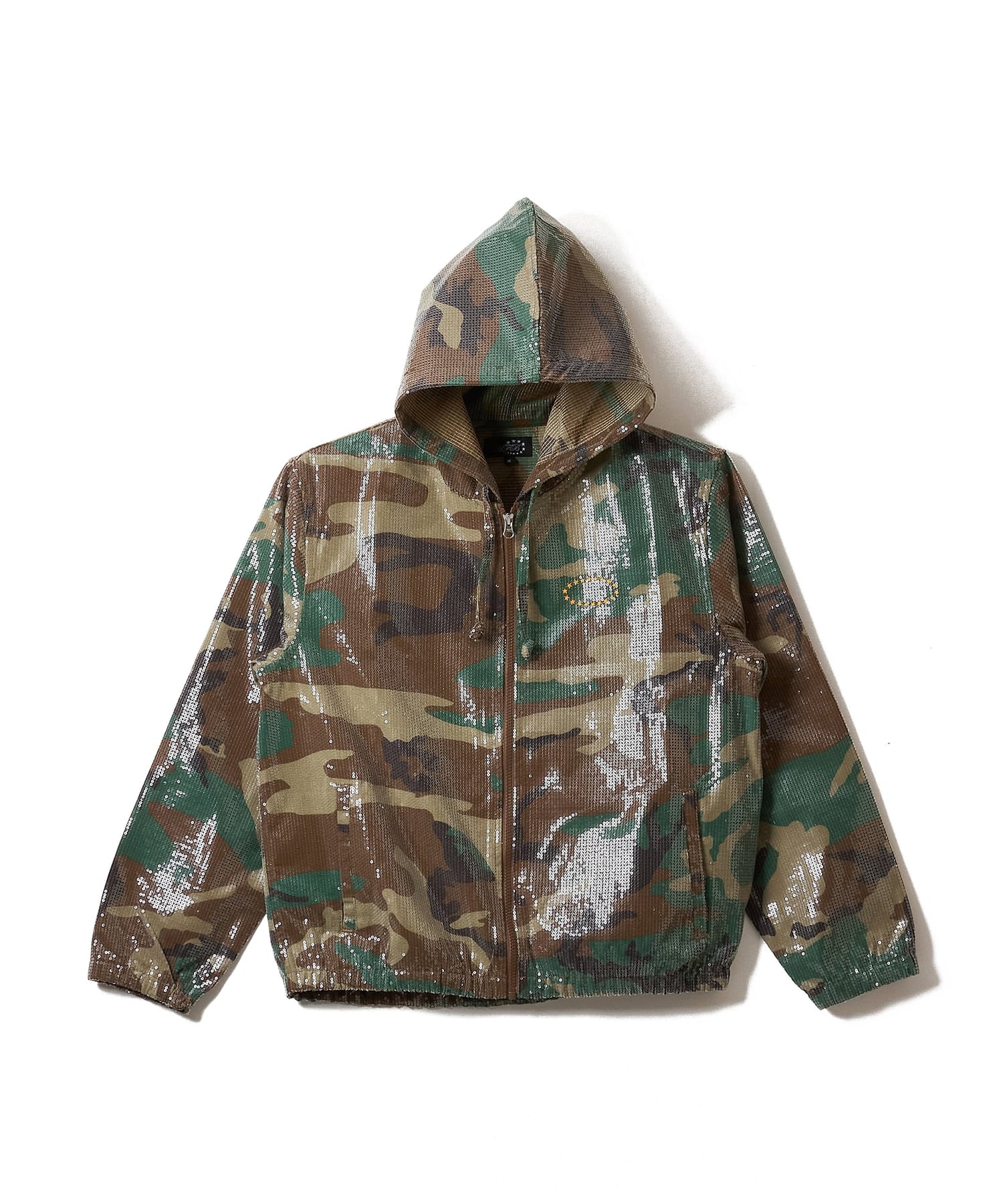 HOODED SPANGLE JACKET WOODLAND CAMO