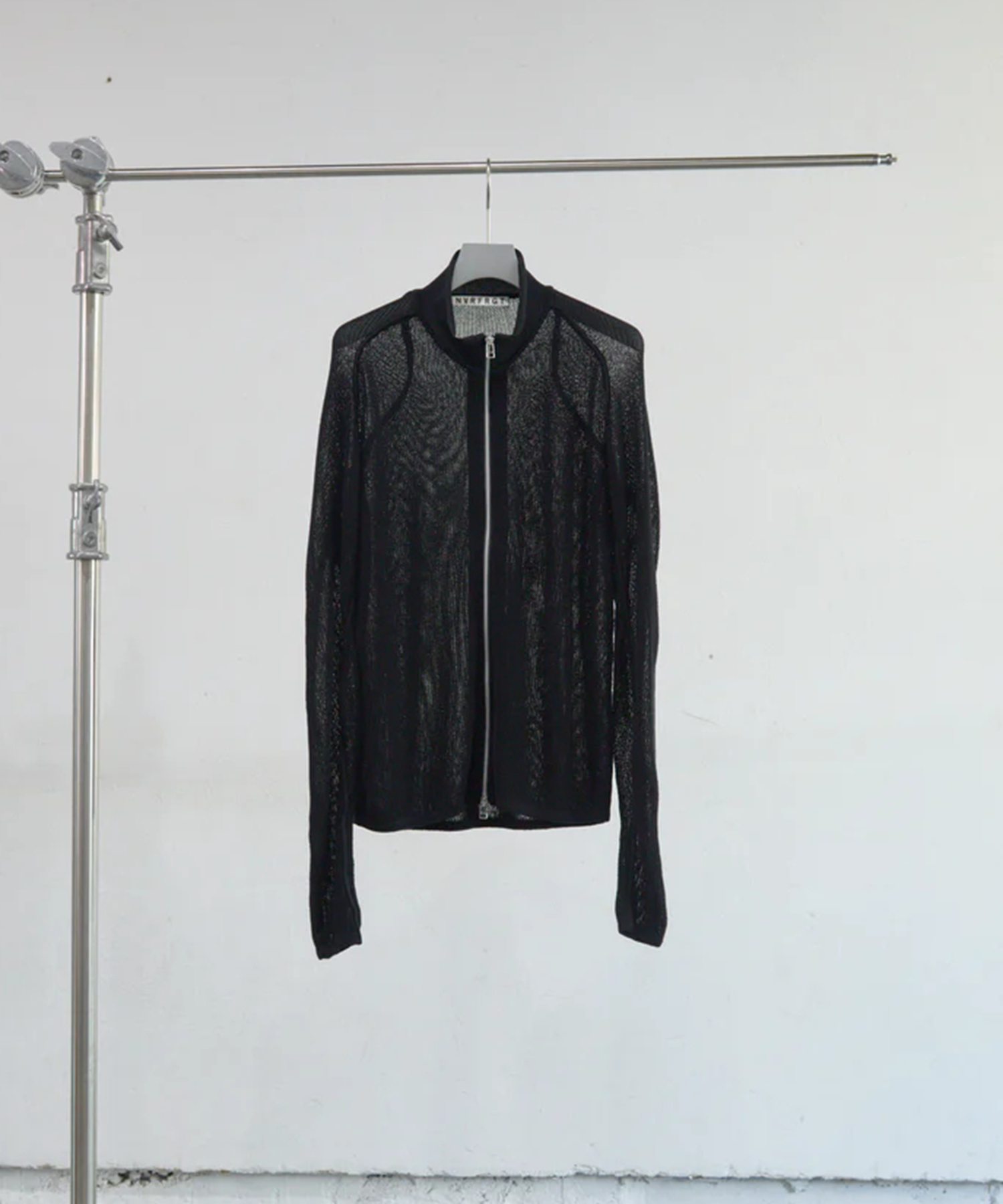 SEMI SHEER DRIVERS ZIP UP SWEATER