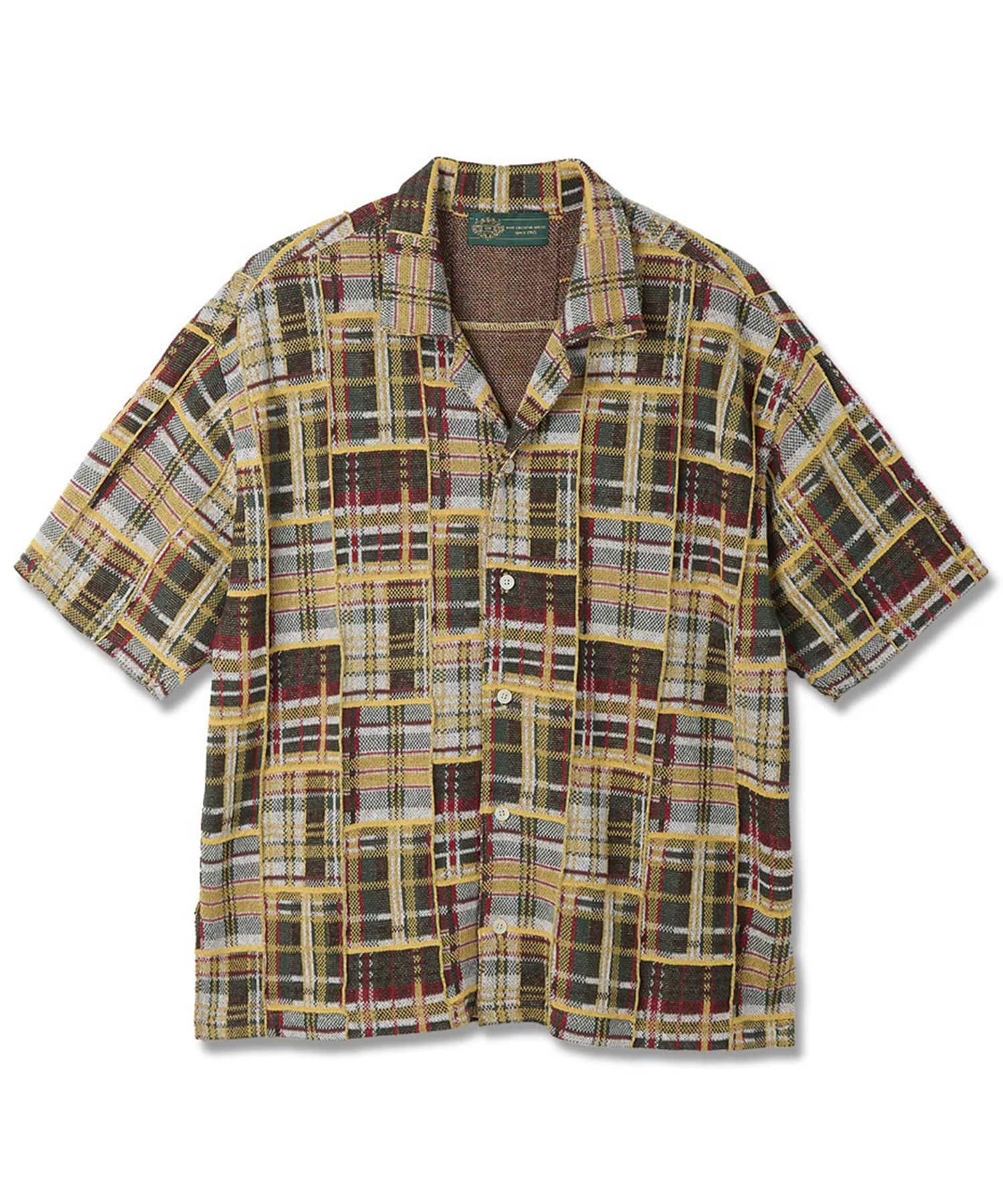 Knitted Patchwork Open Collar Shirt