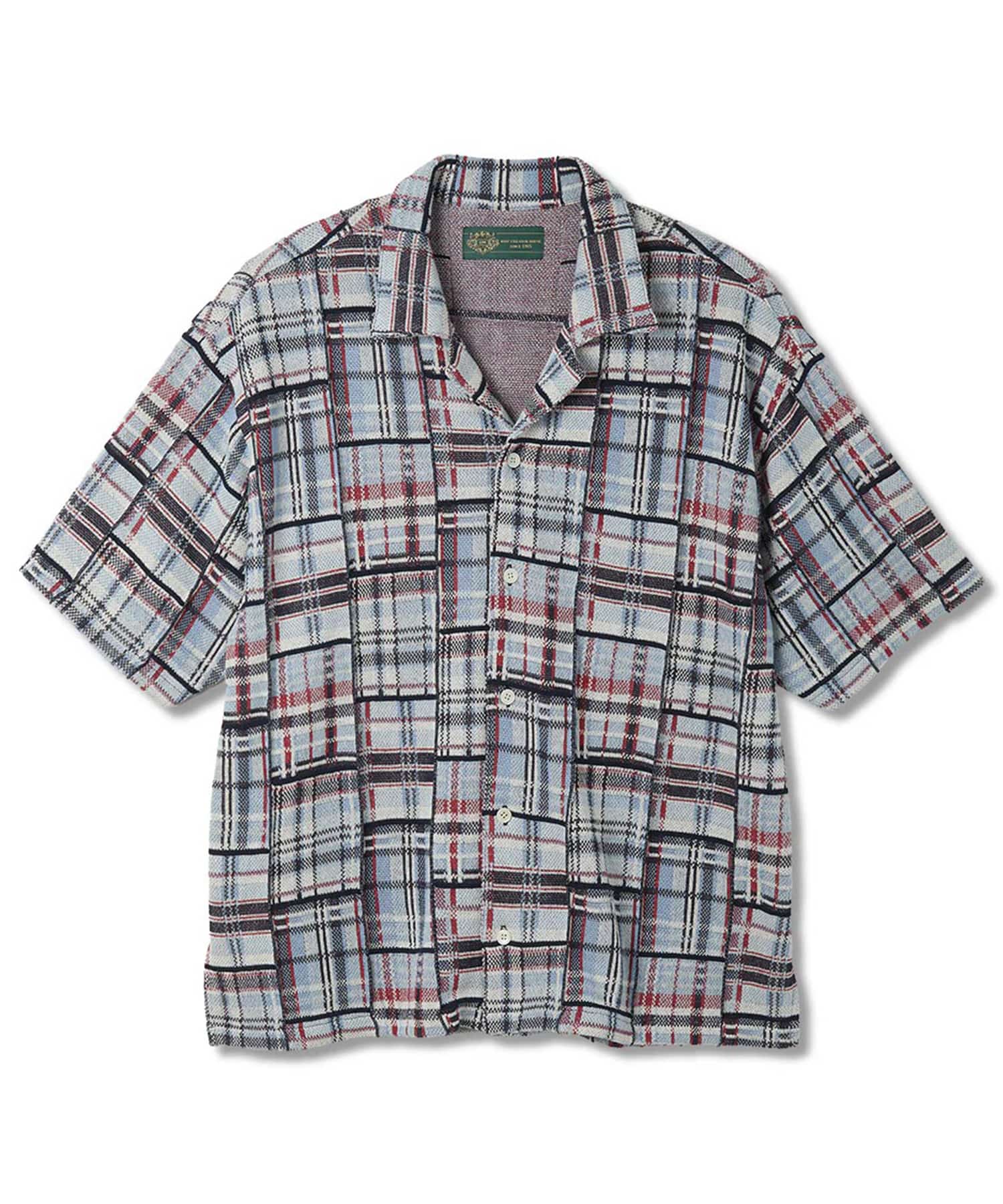 Knitted Patchwork Open Collar Shirt