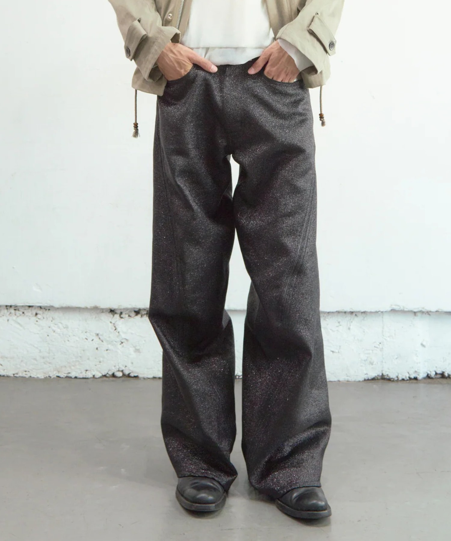 GLITTER TWILL 3D TWISTED WIDE LEG 5P PANTS