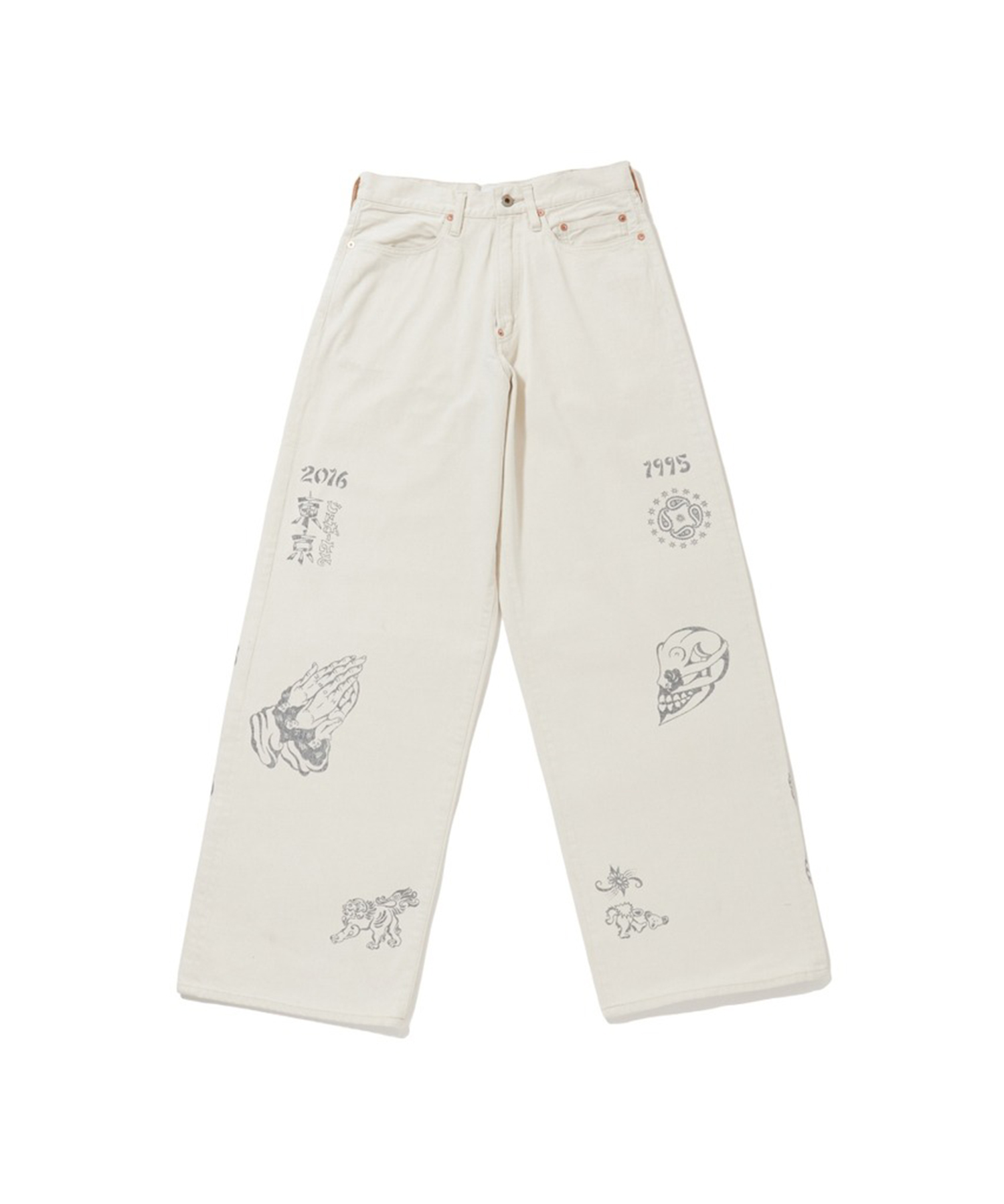 TATTOO FLASH PRINT MODERN DENIM WIDE CUT