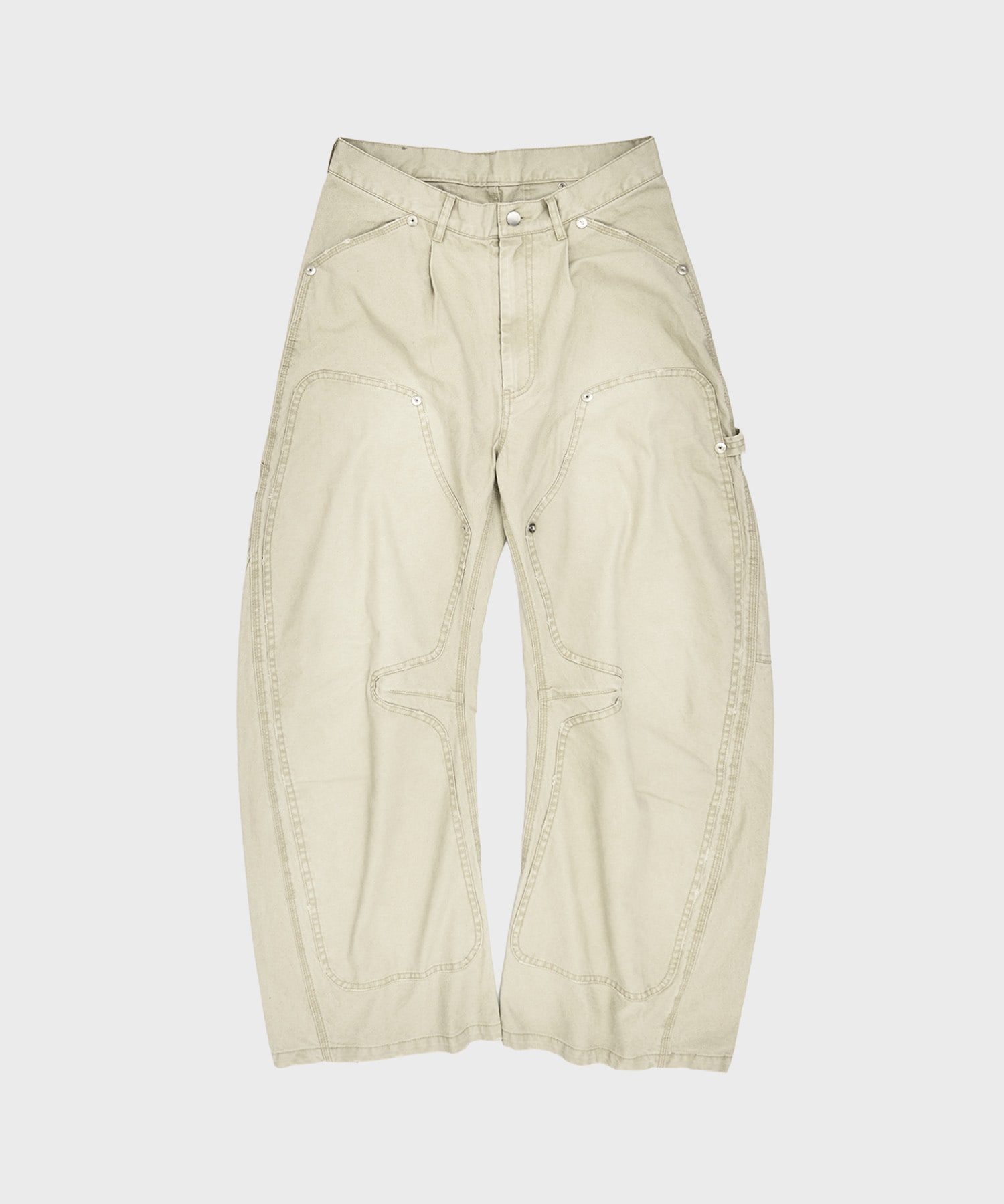 duck double knee curved leg pants