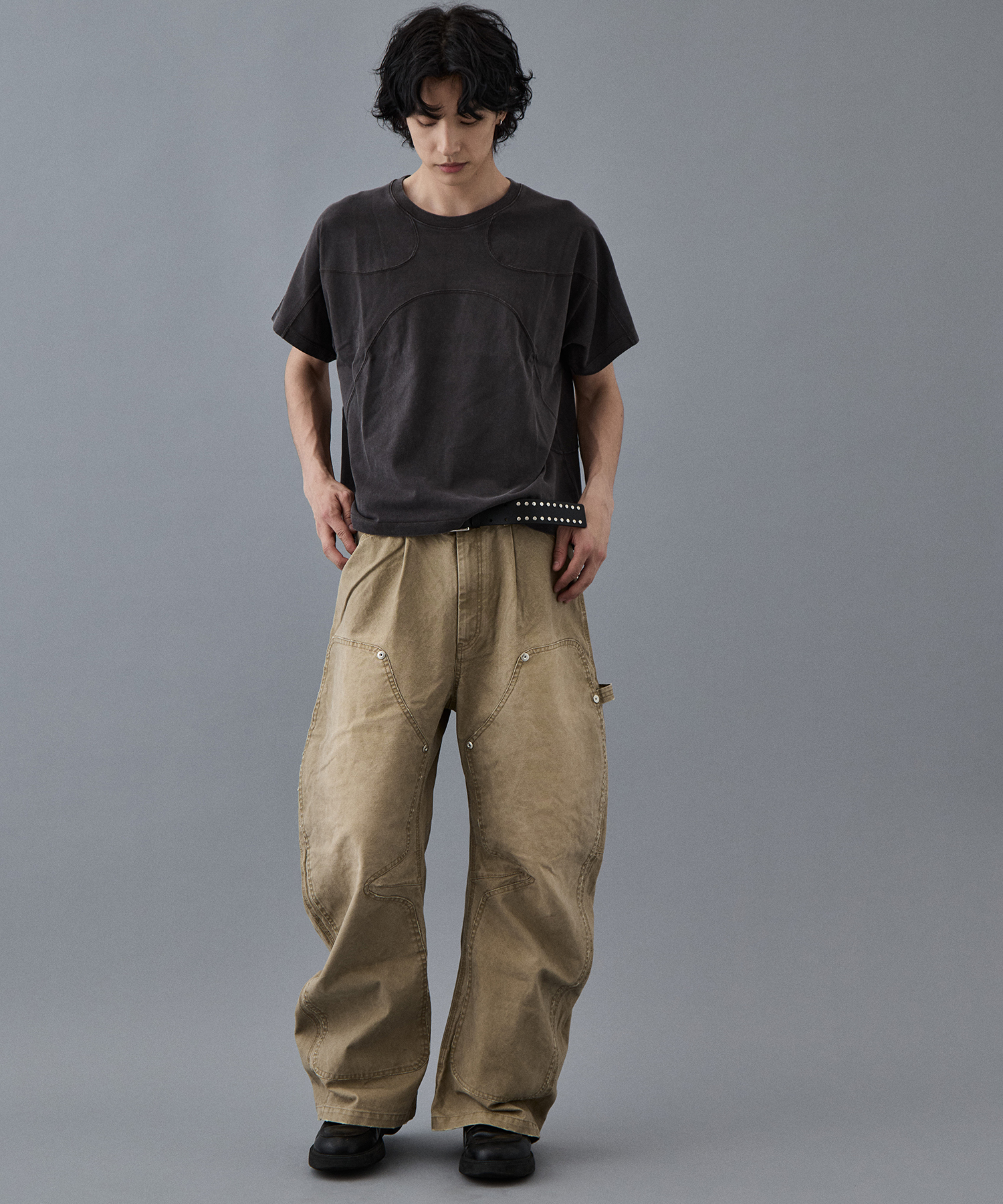 duck double knee curved leg pants