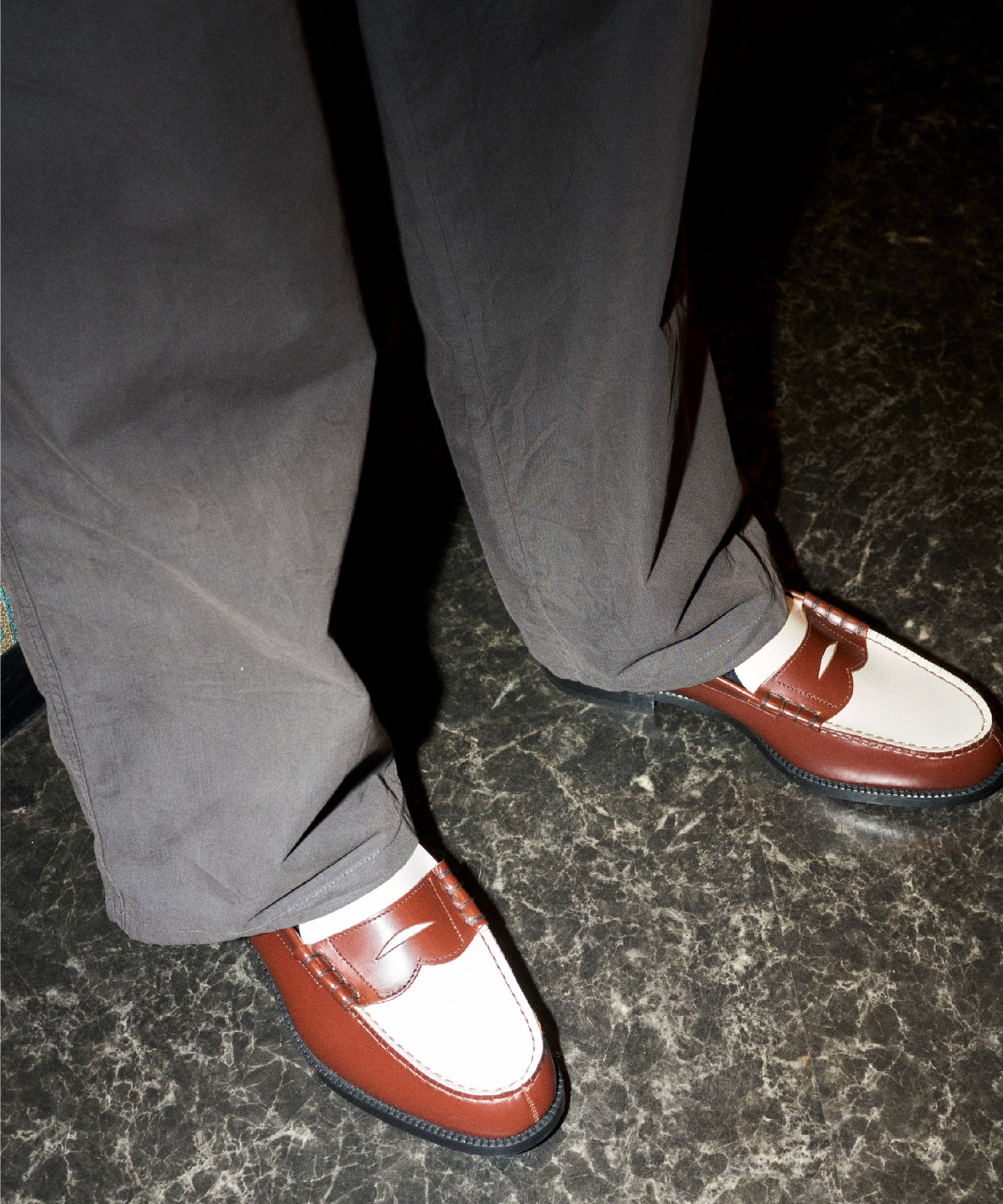 COMBI LOAFERS  DARK BROWN WHITE