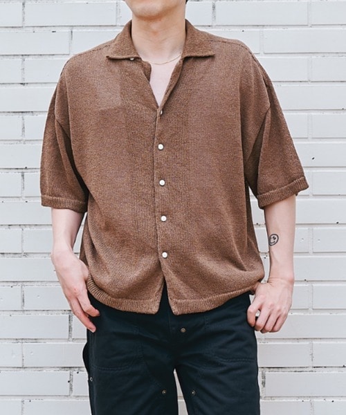 WASHI OPEN COLLAR SHIRTS KNIT