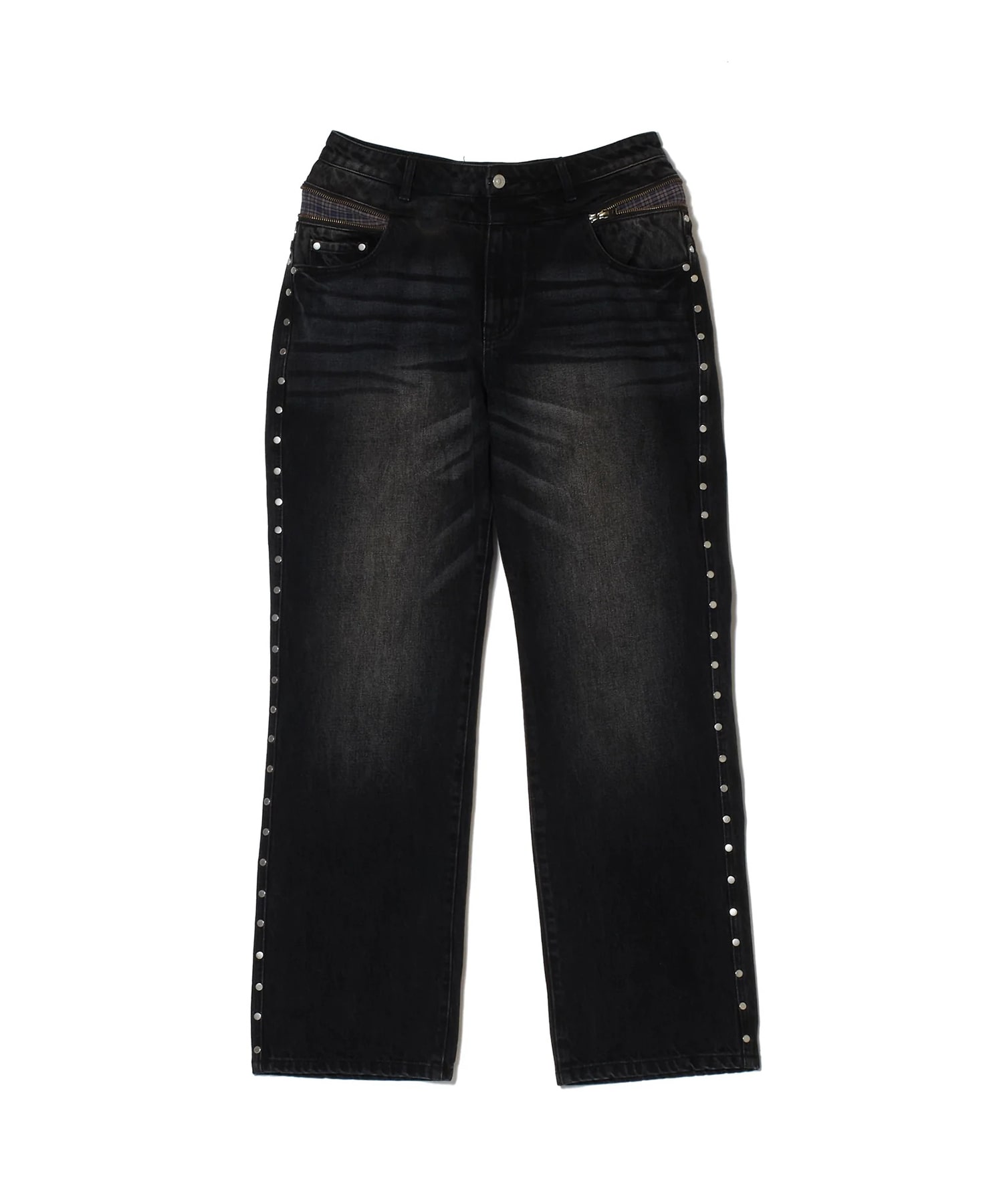 STUDDED BACK ZIP JEANS