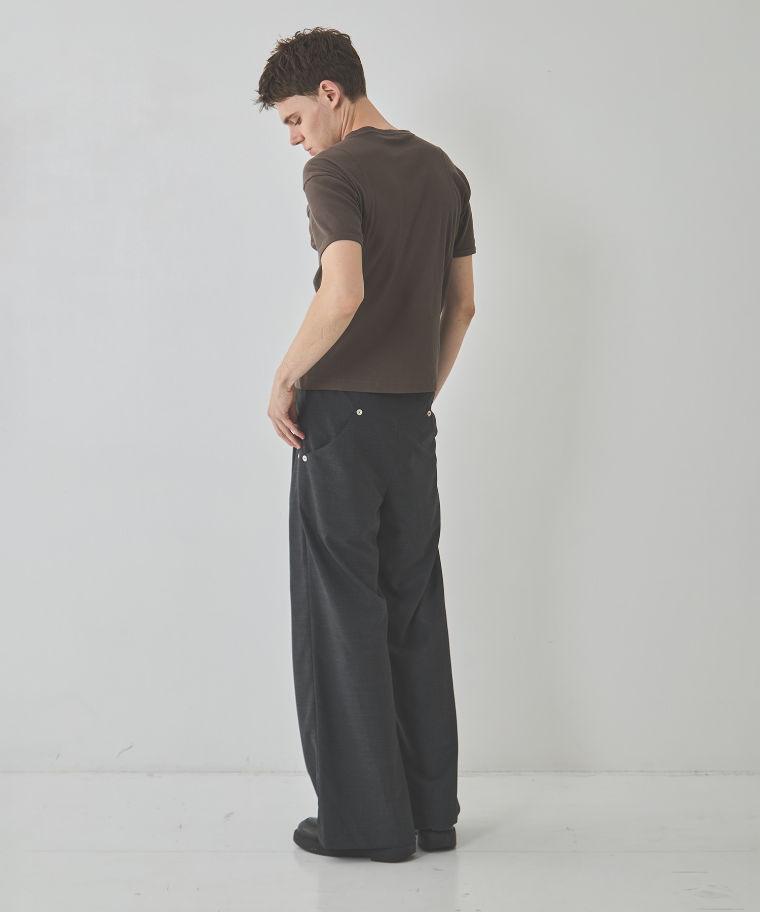 double pleated wide leg trousers