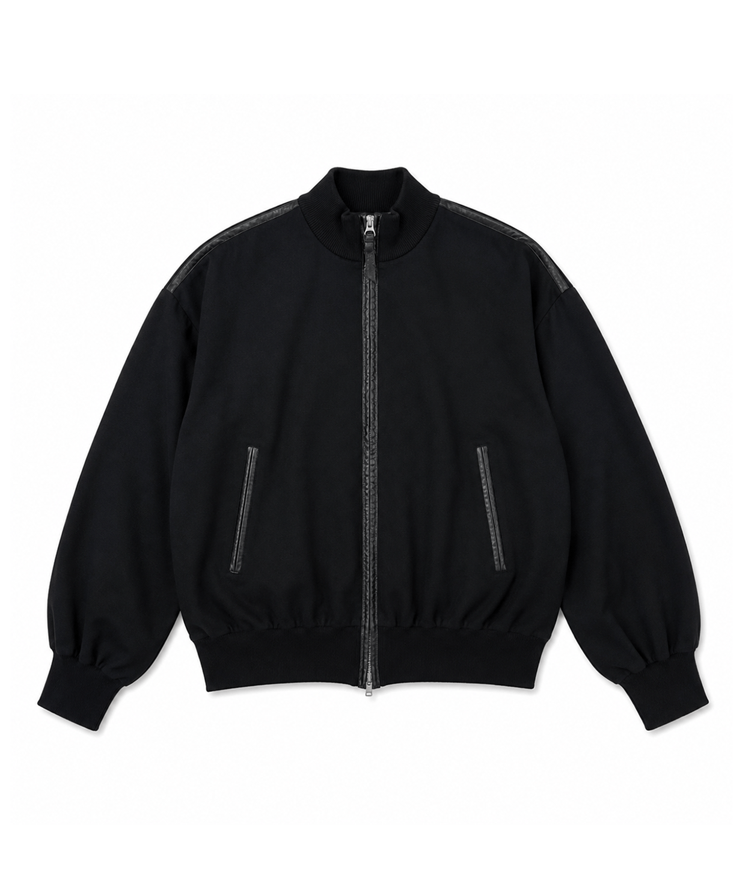 LEATHER PIPING TRACK KNIT JACKET