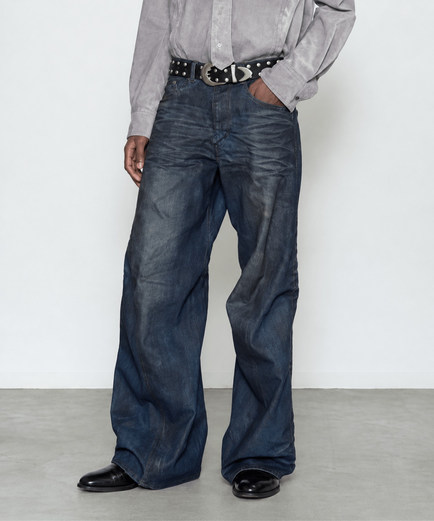 3D TWISTED WIDE LEG JEANS