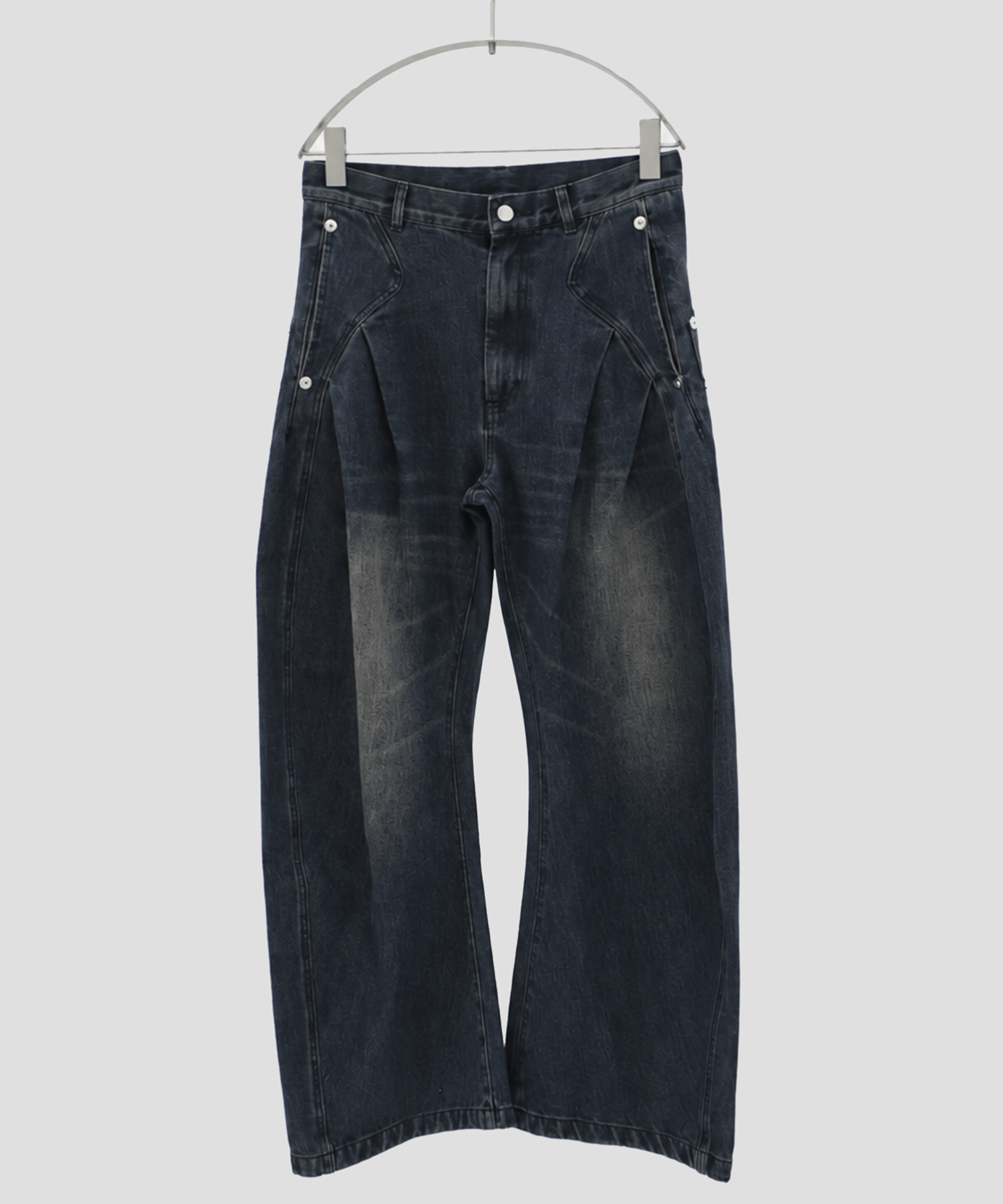 over dye curved denim