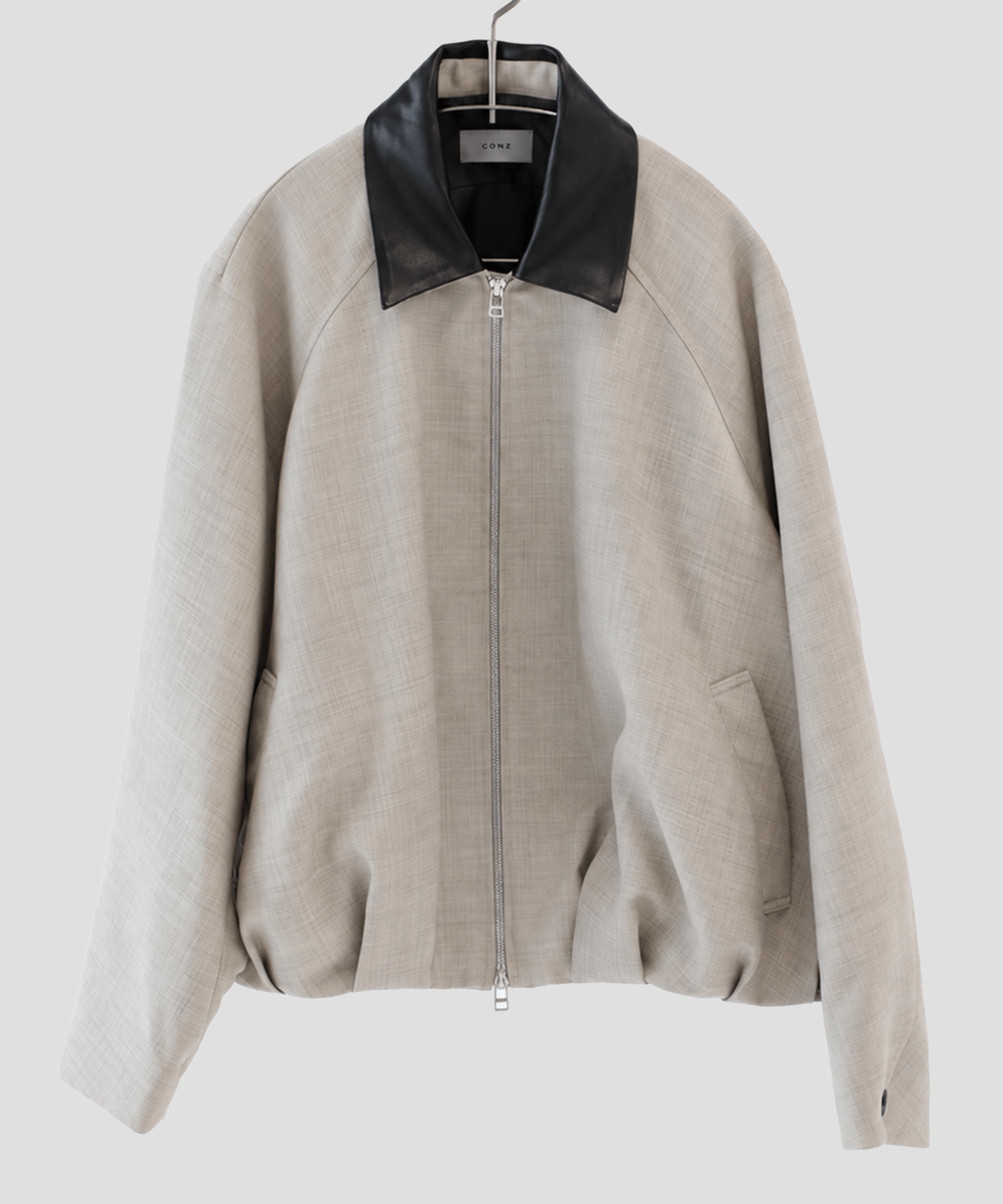 leather collar balloon blouson shark skin
