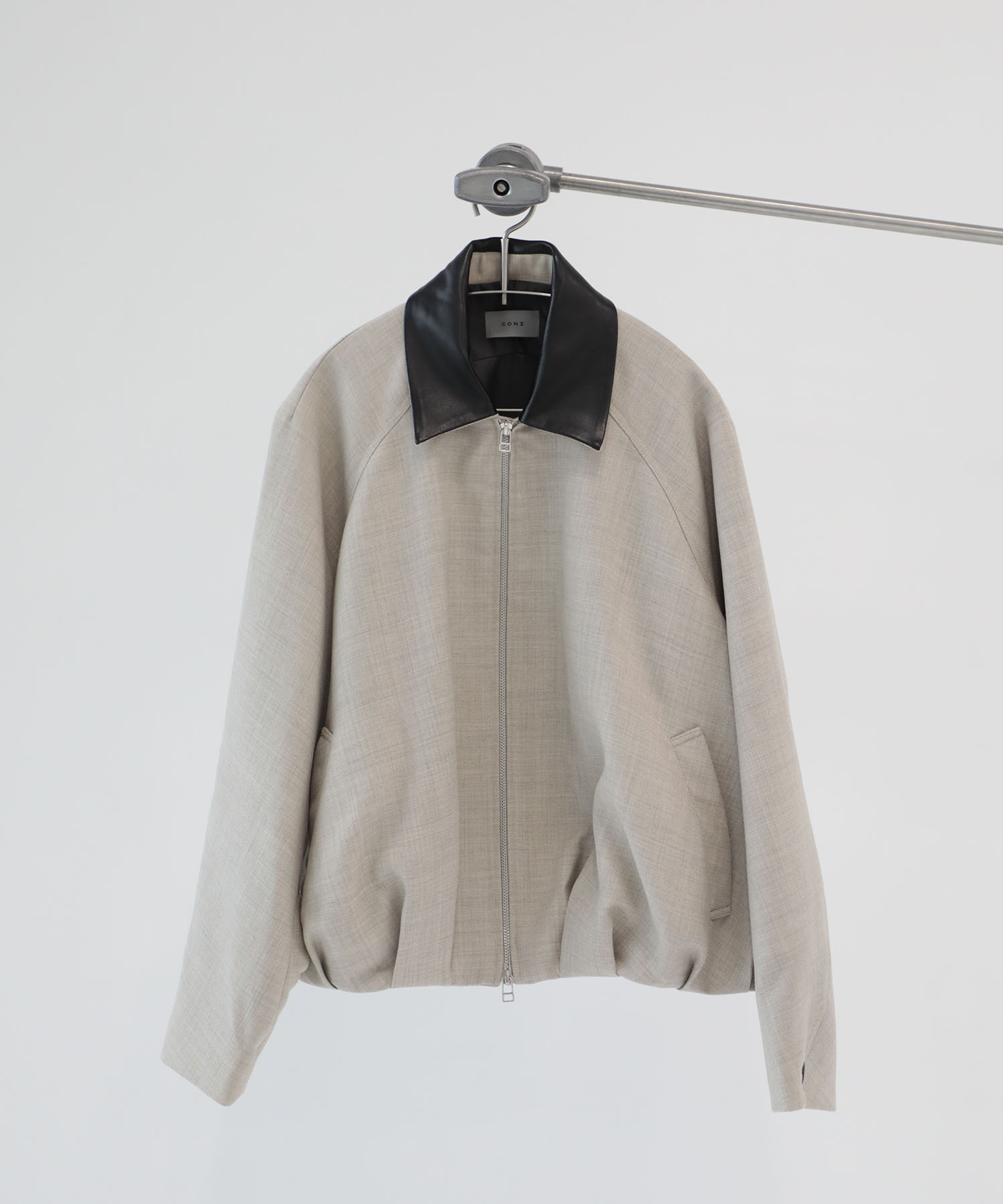 leather collar balloon blouson shark skin