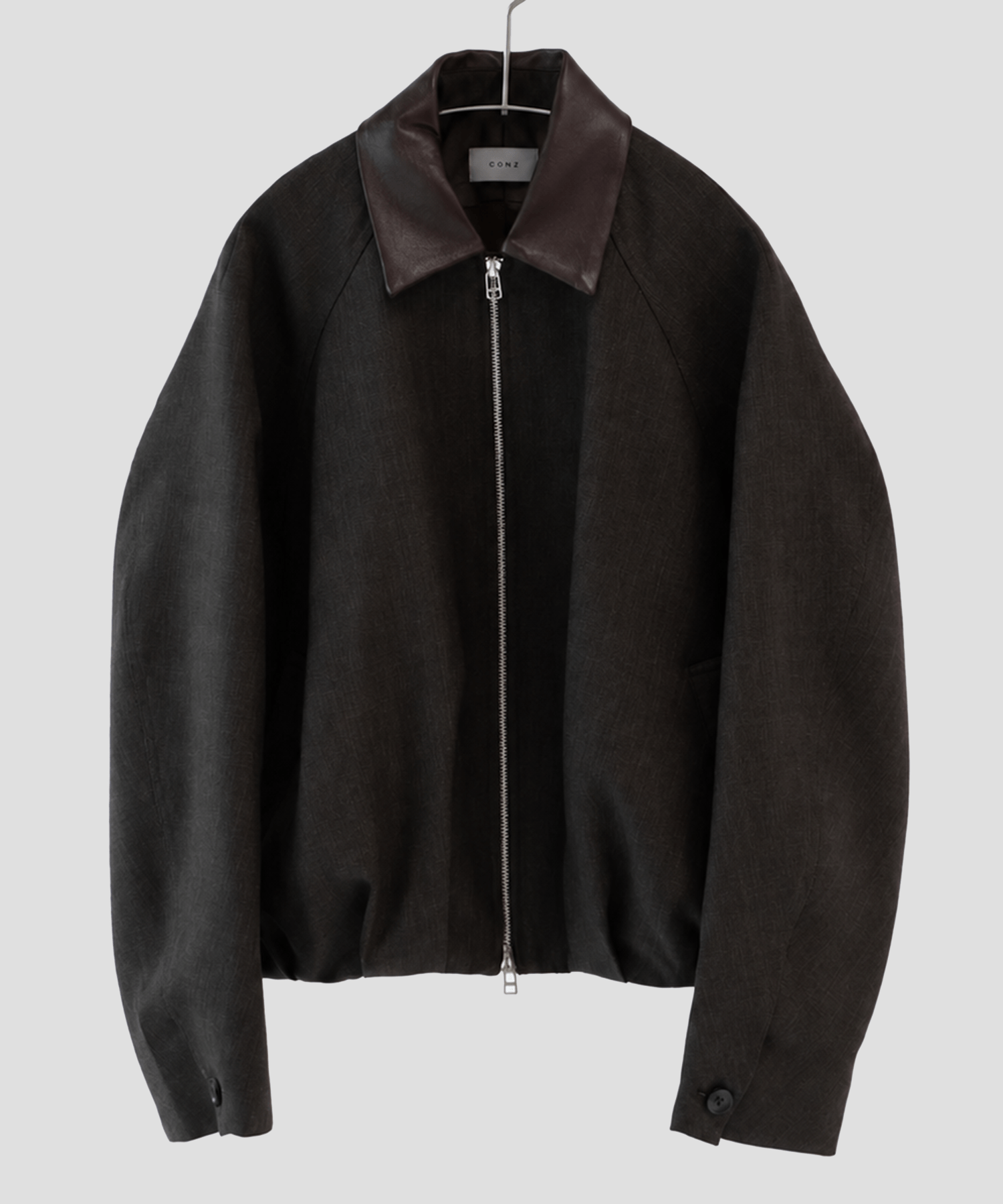 leather collar balloon blouson shark skin
