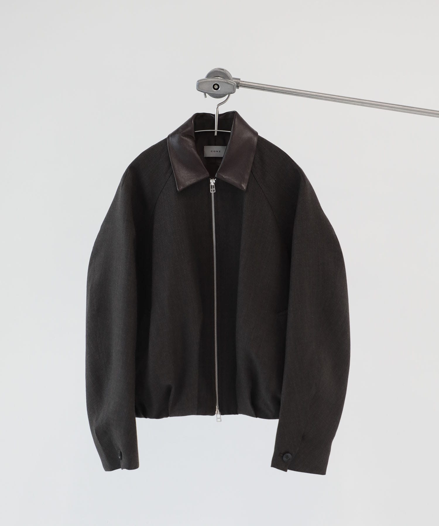 leather collar balloon blouson shark skin