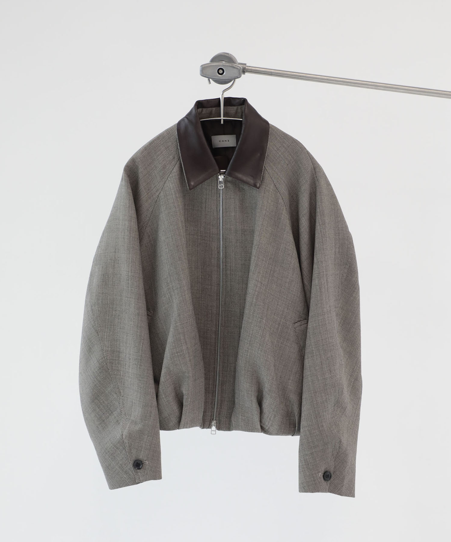 leather collar balloon blouson shark skin