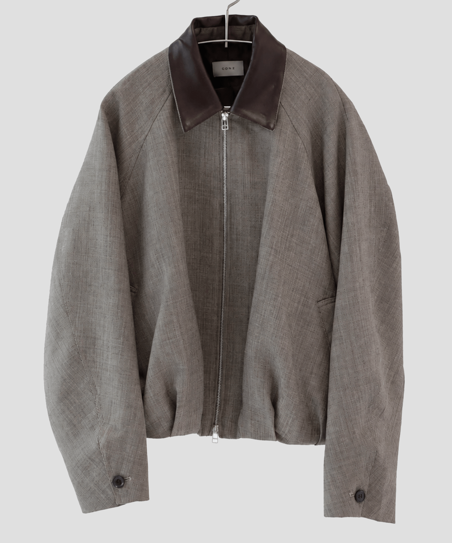 leather collar balloon blouson shark skin