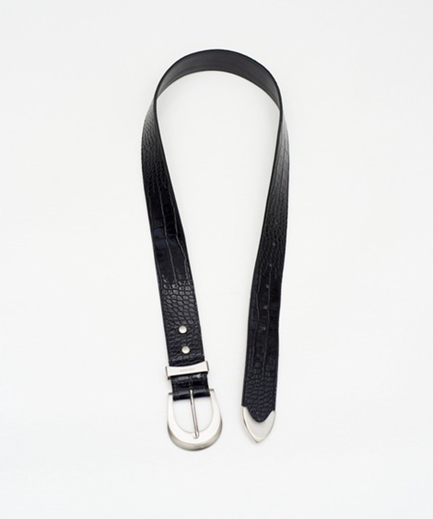 CROCODILE EMBOSSED LEATHETR BELT