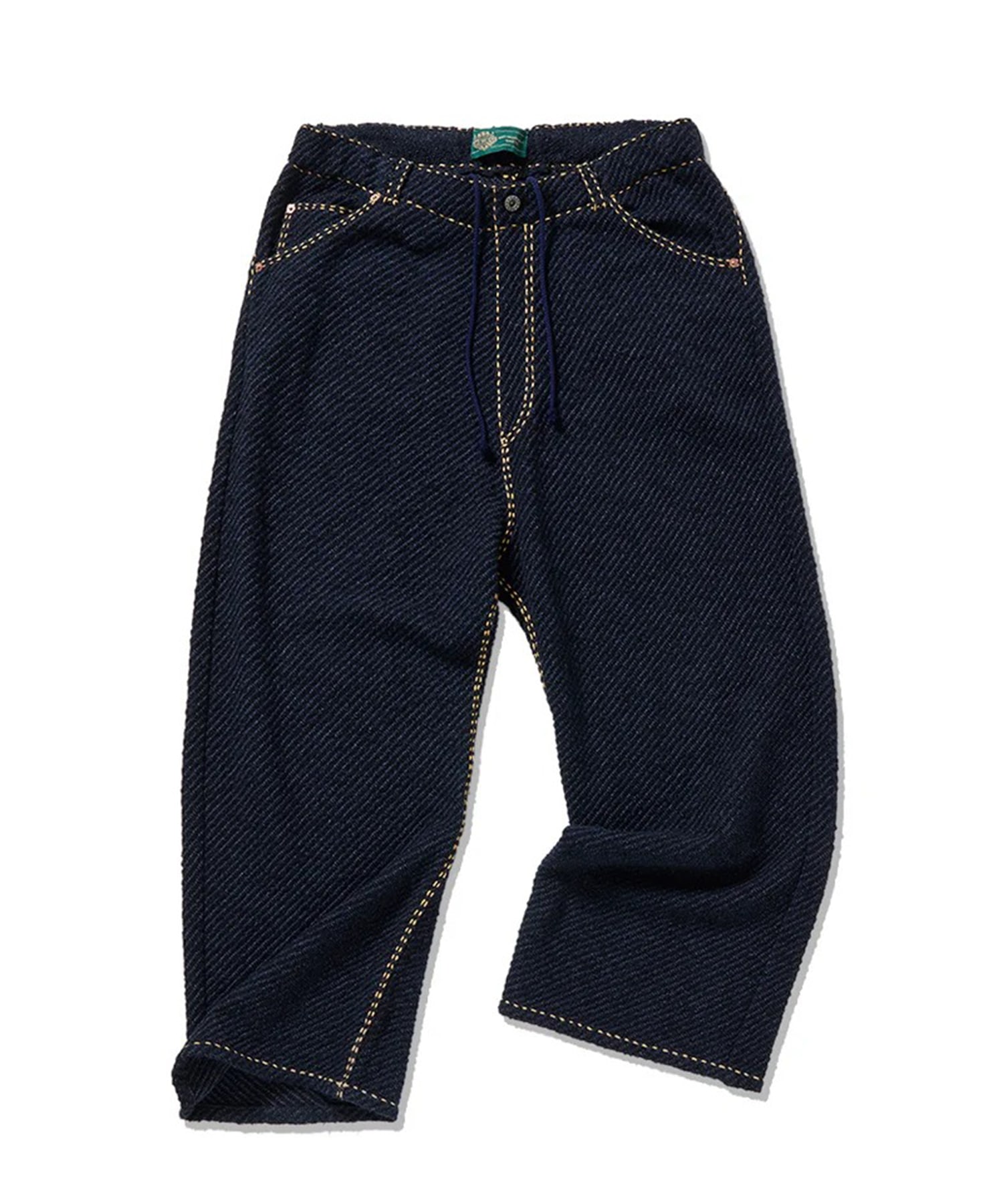 Hand Stitched Rigid Denim Knit Pants