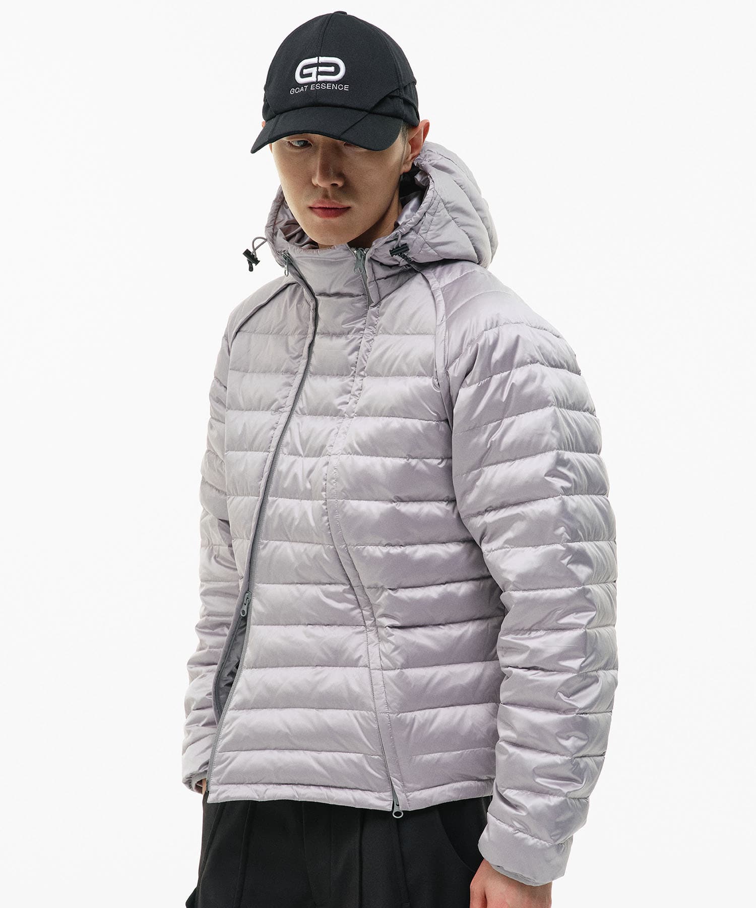 DOUBLE-ZIP HOODED DOWN JACKET