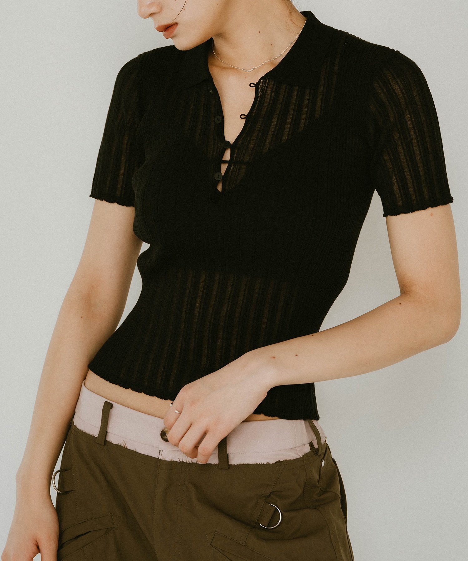 sheer polo knit