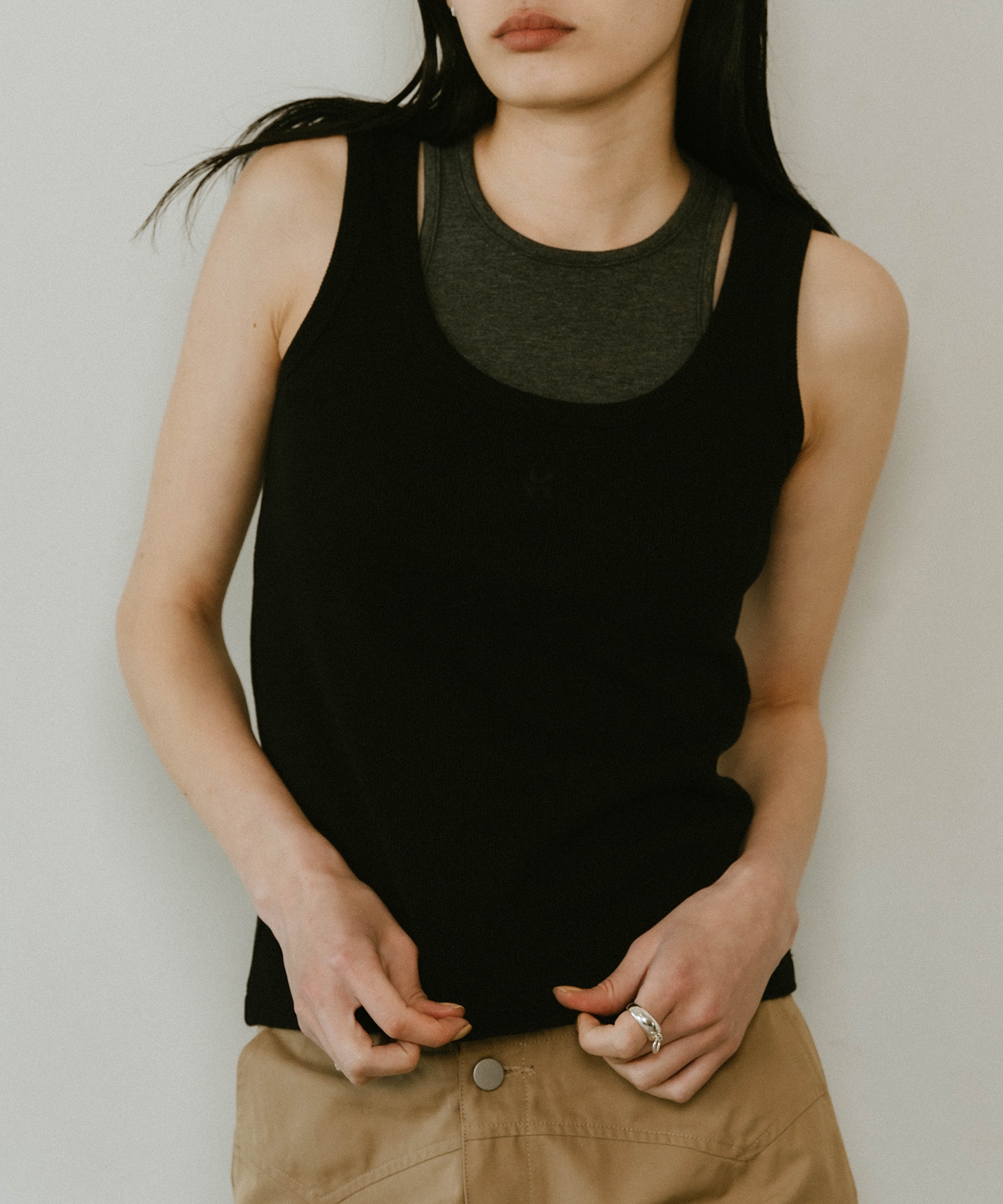 2piece layered logo tank top