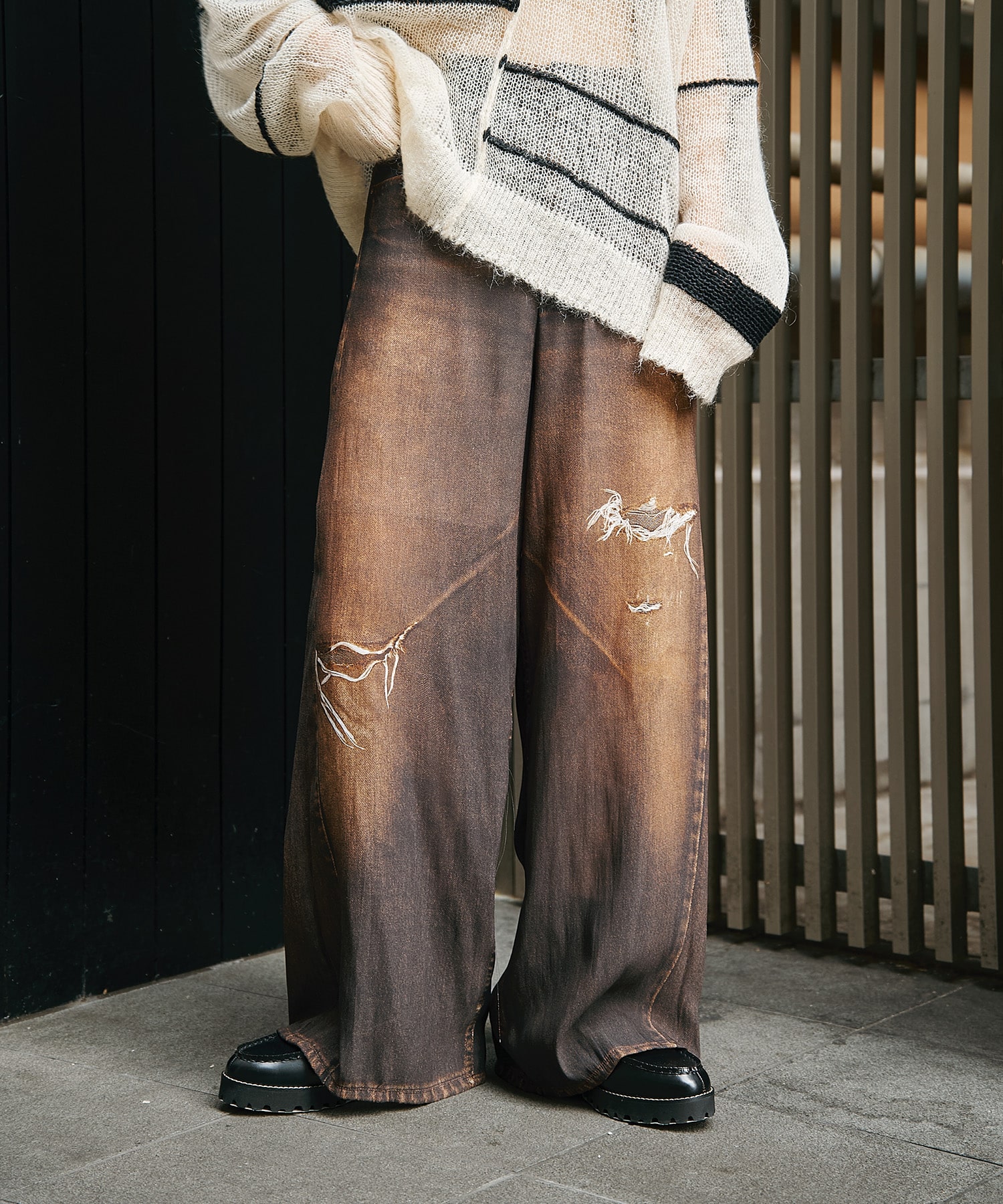 別注DENIM PRINT SHEER PANTS