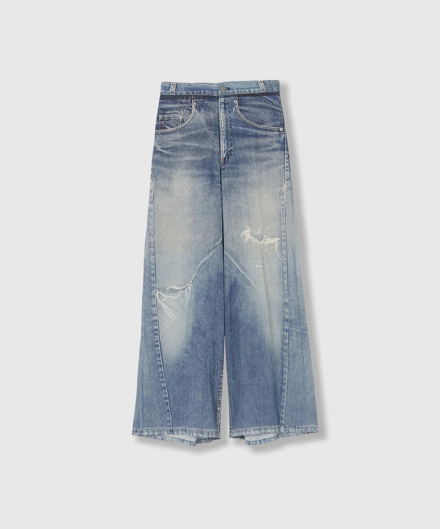 DENIM PRINT SHEER PANTS