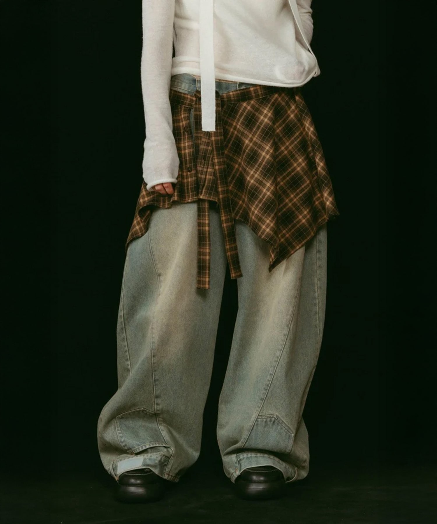 shirt wrap denim pants