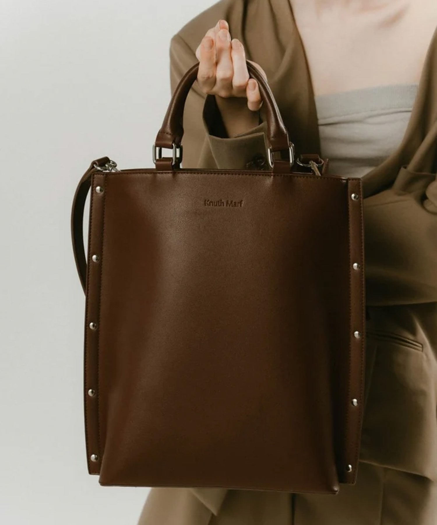 side studs leather bag