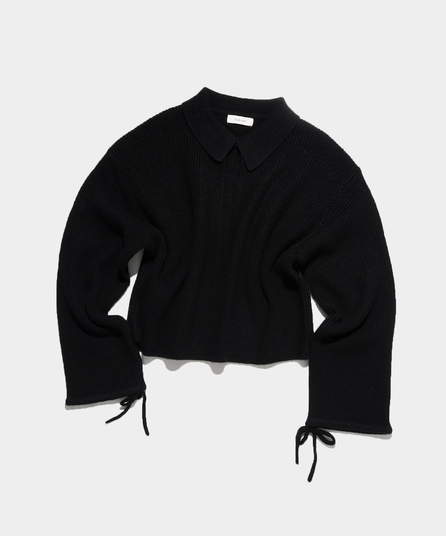 EX.cashmere slit neck loose short knit