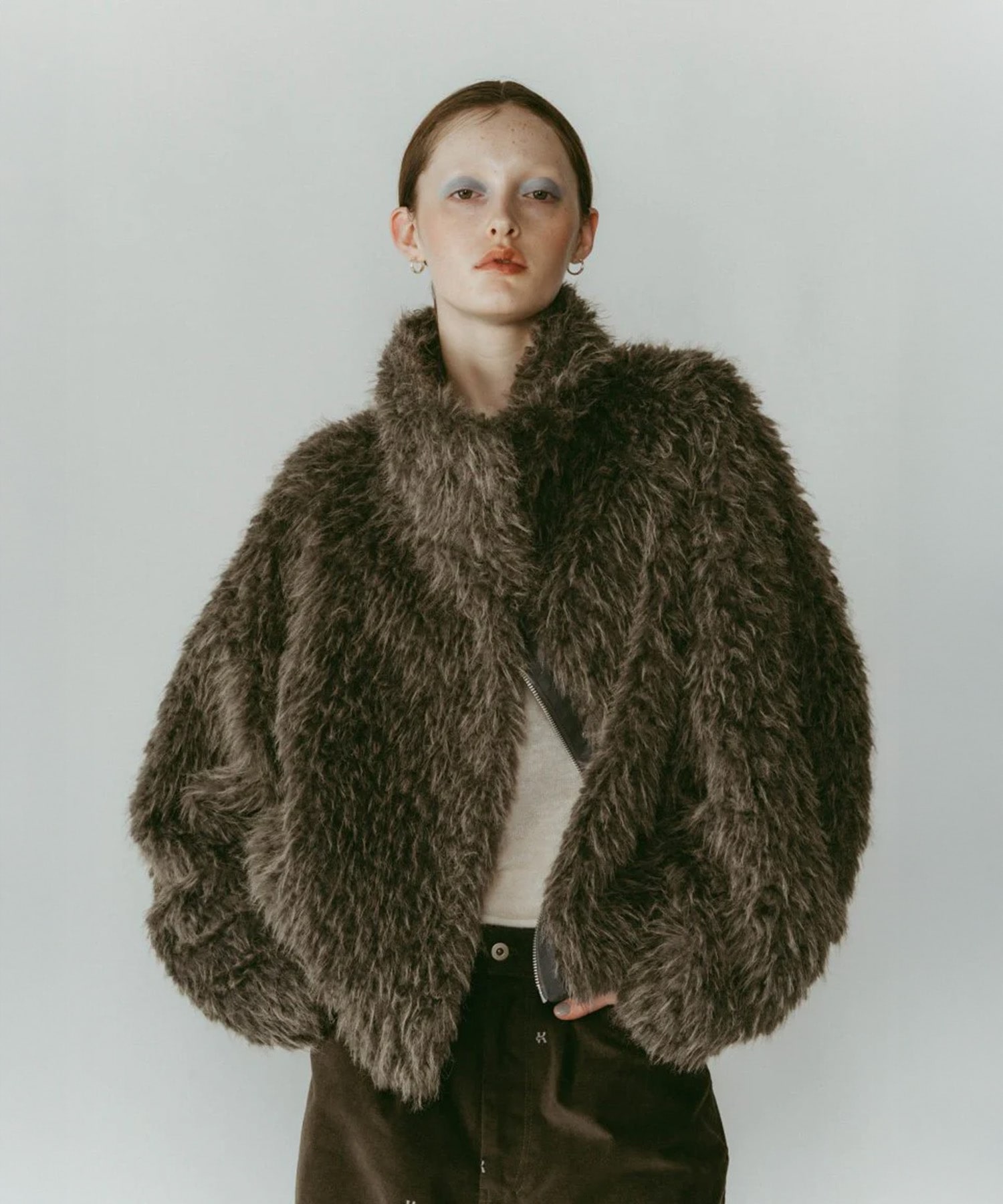 shaggy stand collar coat