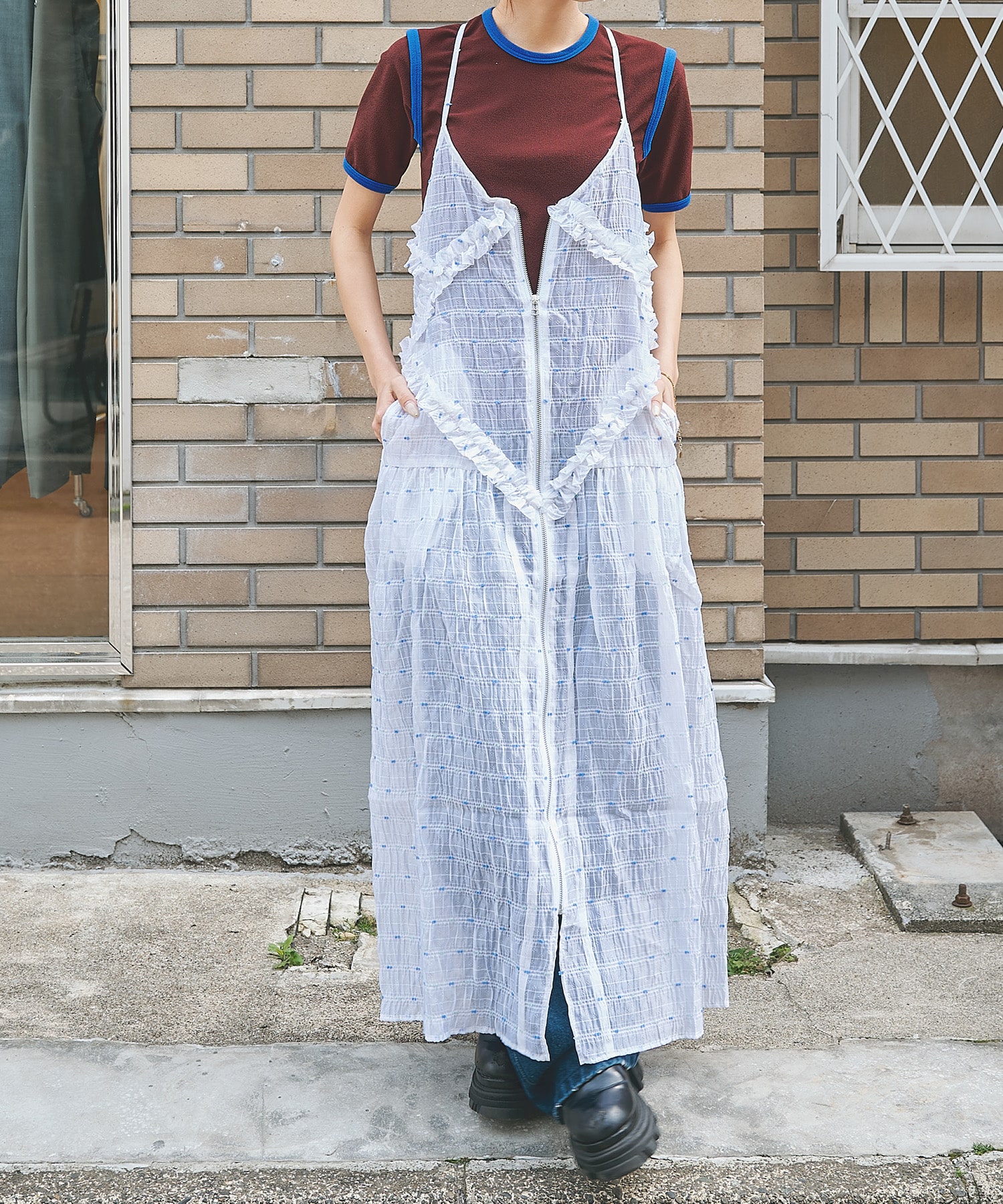 Original jacquard camisole dress