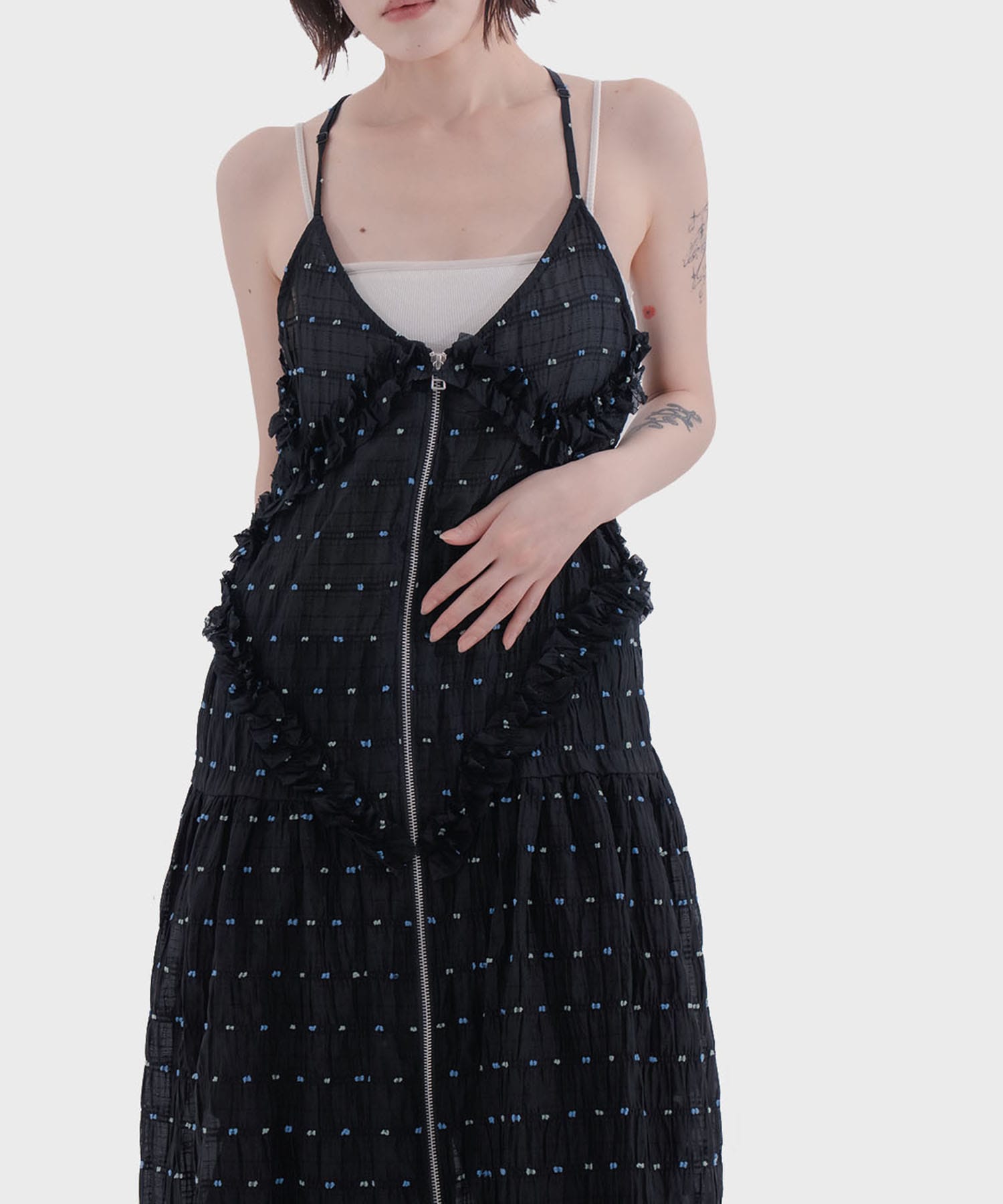 Original jacquard camisole dress