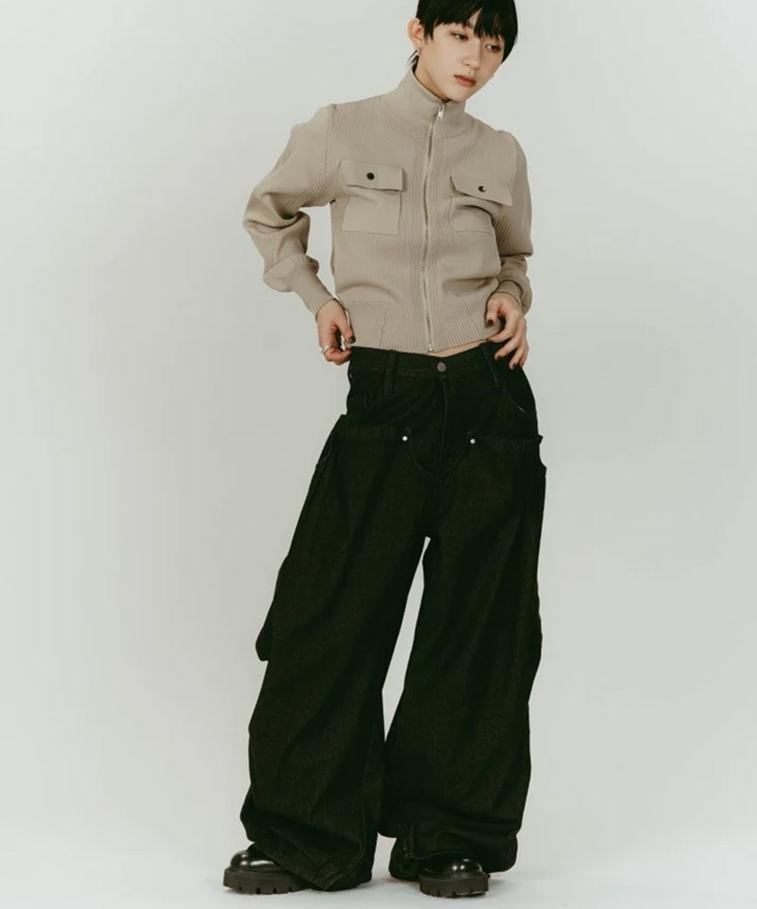 cling drape denim pants(unisex)