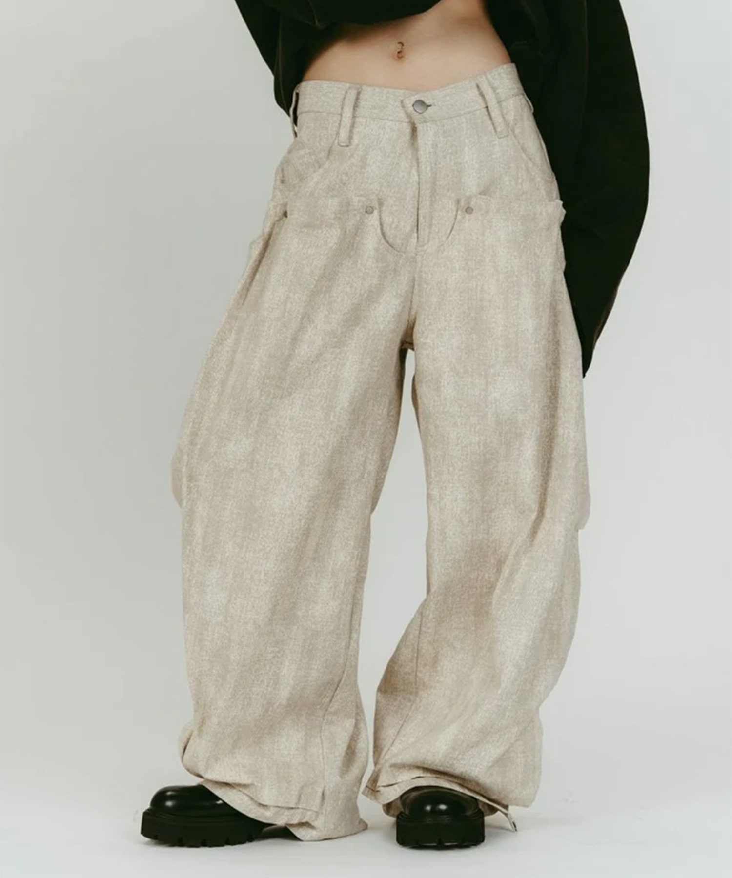 cling drape denim pants(unisex)