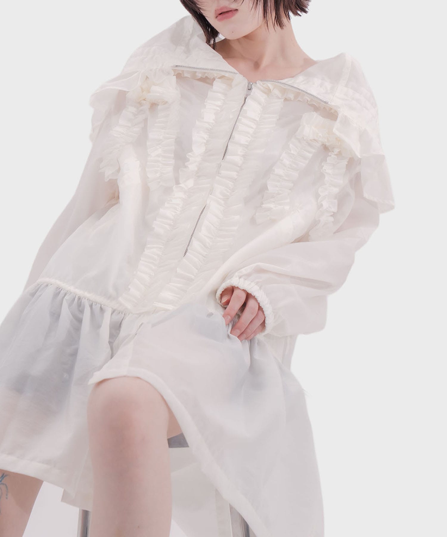 Nylon frilled mountain parka