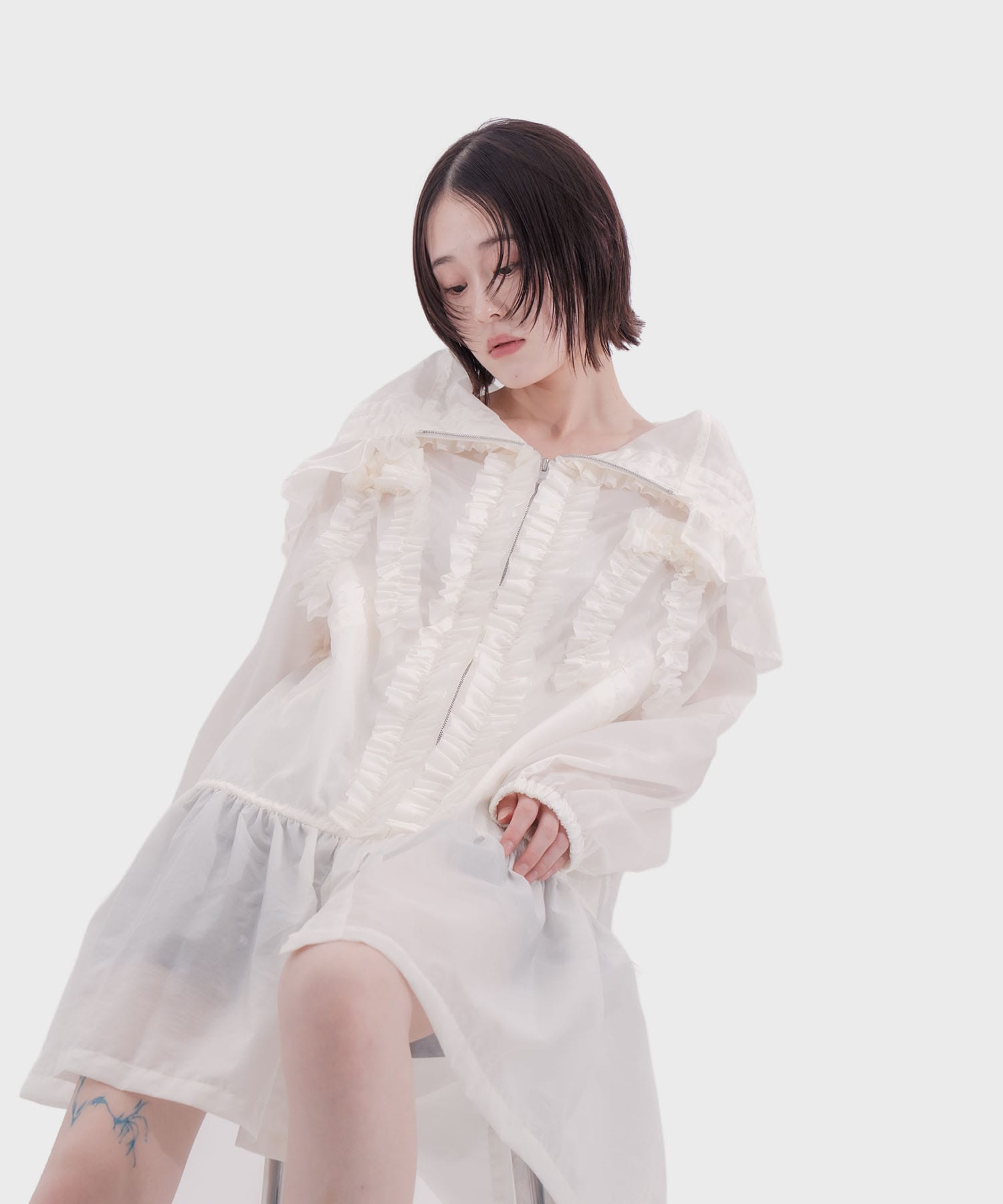 Nylon frilled mountain parka