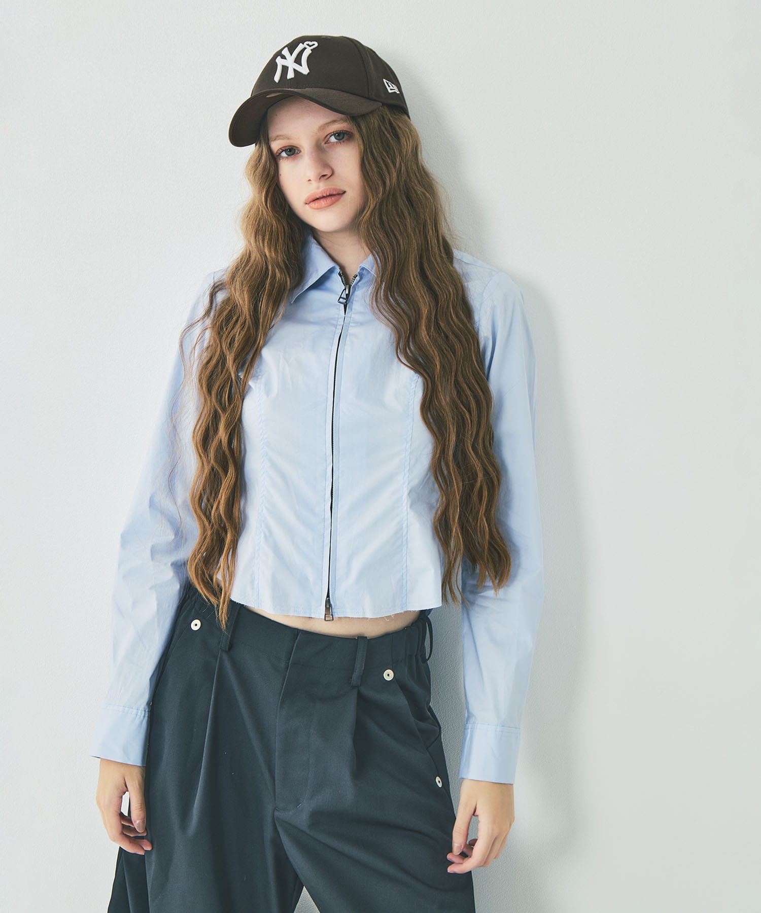 fitted zip up shirt