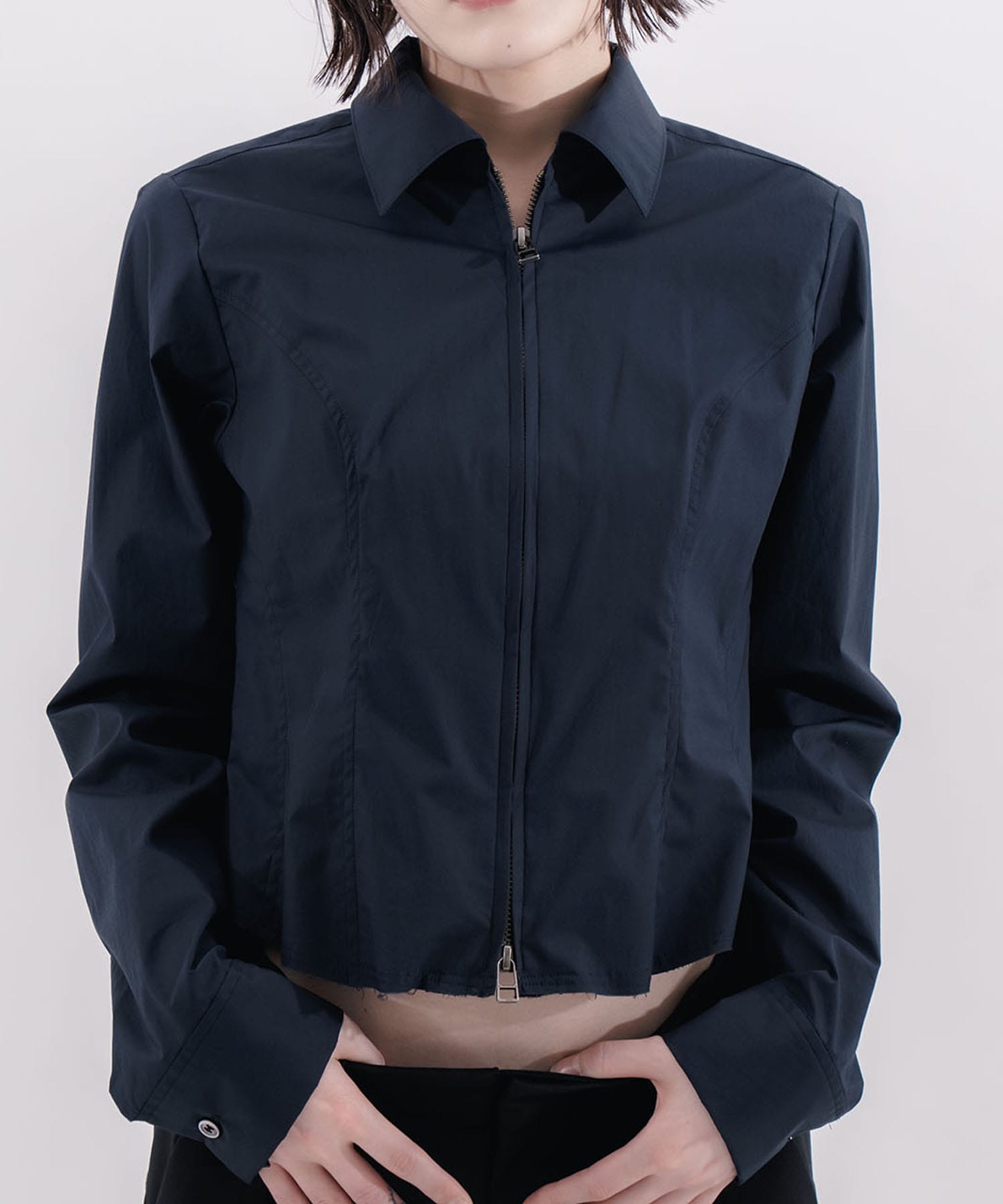 fitted zip up shirt
